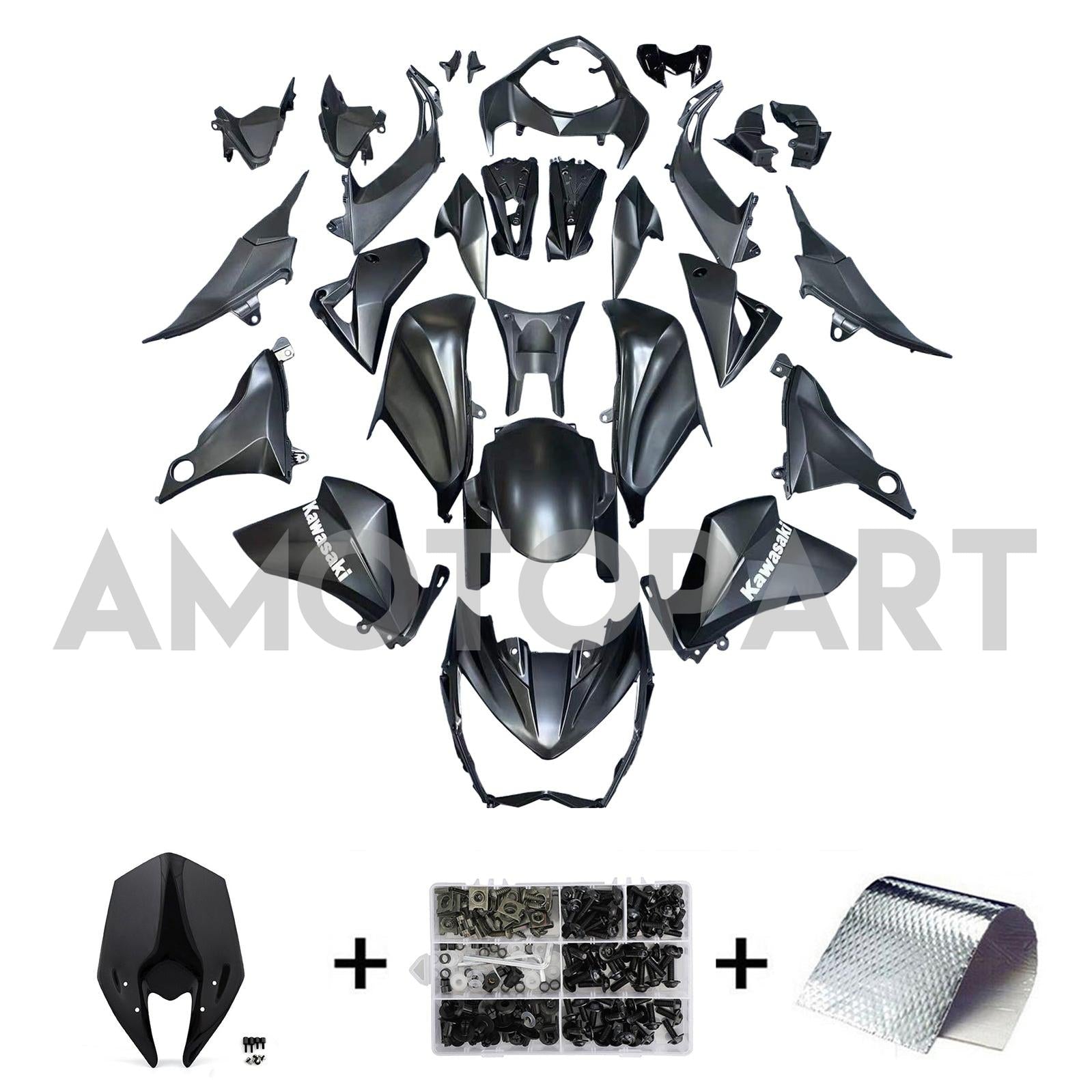 Amotopart 2013-2018 Kawasaki Z800 Matte Black Style2 Fairing Kit