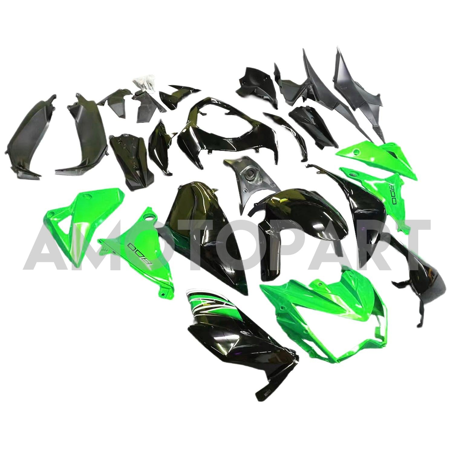 Amotopart 2013-2018 Kawasaki Z800 Black&Green Fairing Kit