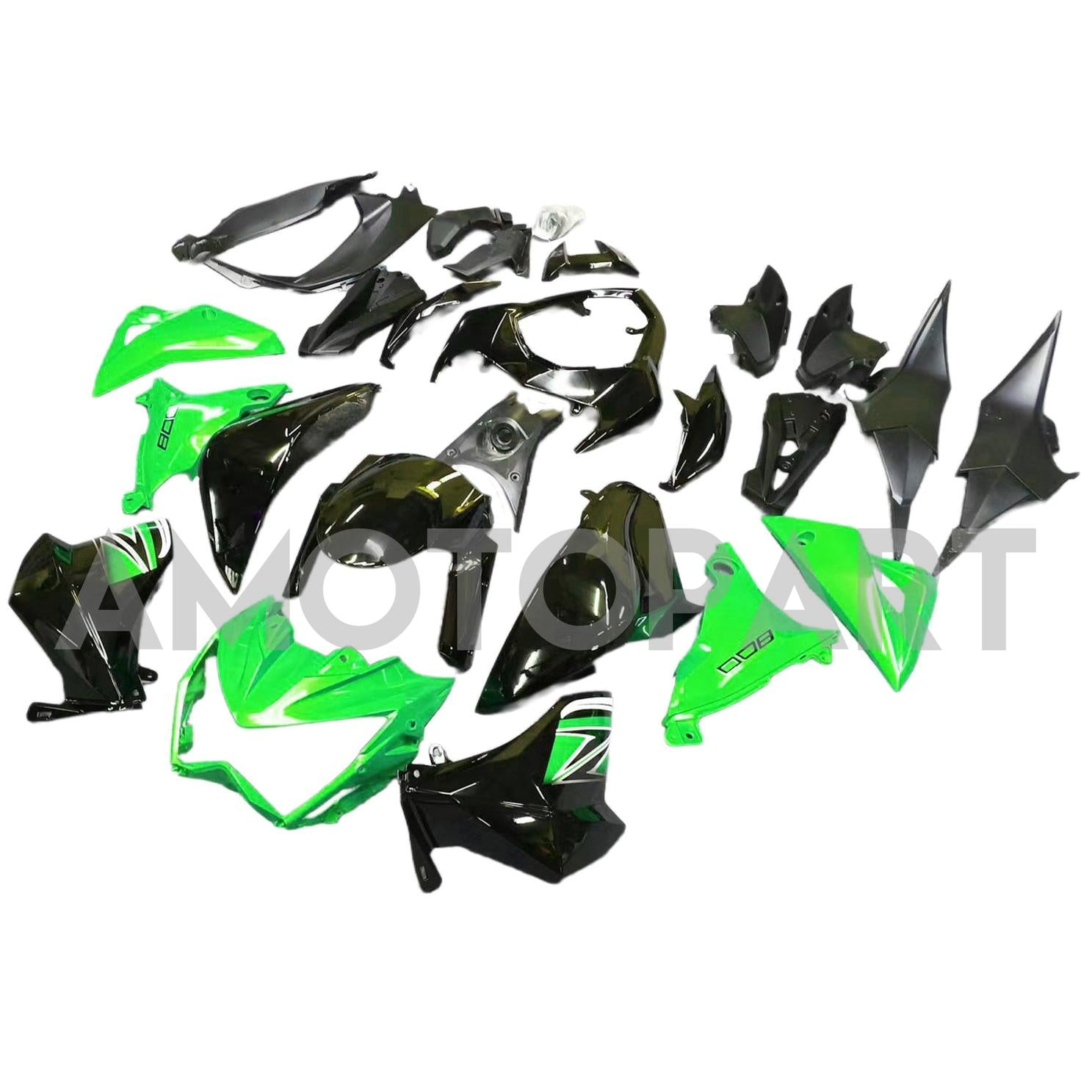 Amotopart 2013-2018 Kawasaki Z800 Black&Green Fairing Kit