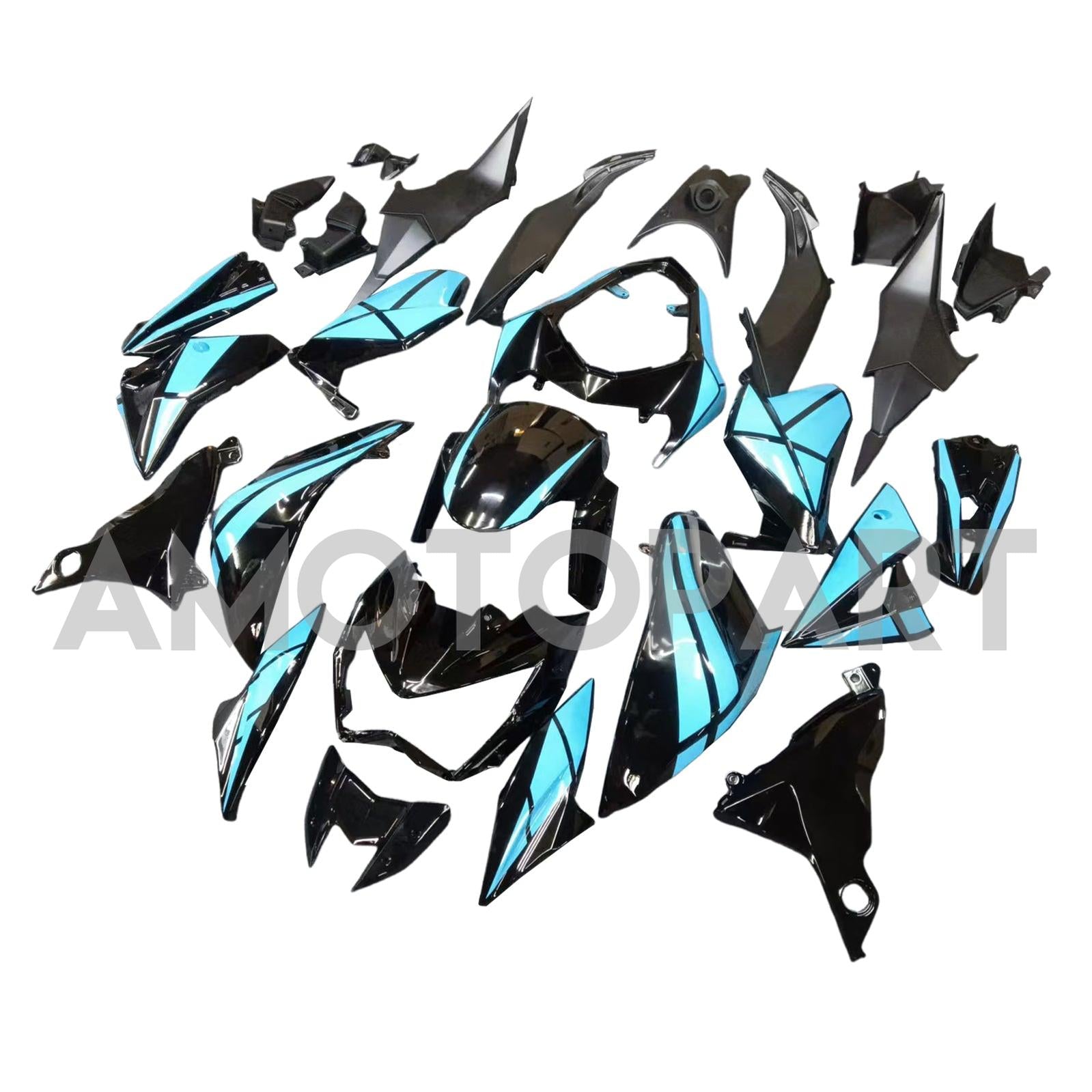 Amotopart 2013-2018 Kawasaki Z800 Light Blue Black Fairing Kit