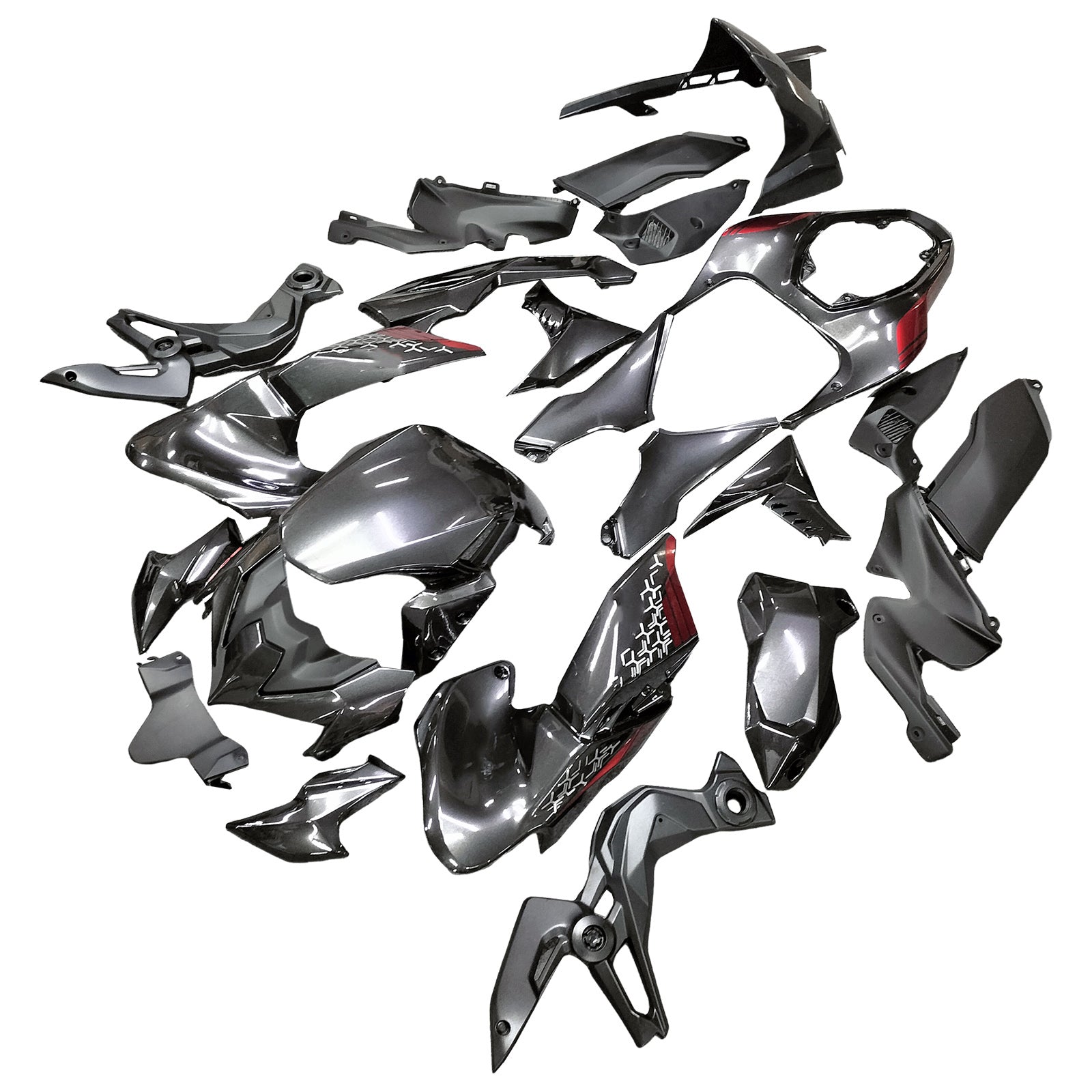 Amotopart 2020-2024 Kawasaki Z900 Matte Black With Red Accent Fairing Kit