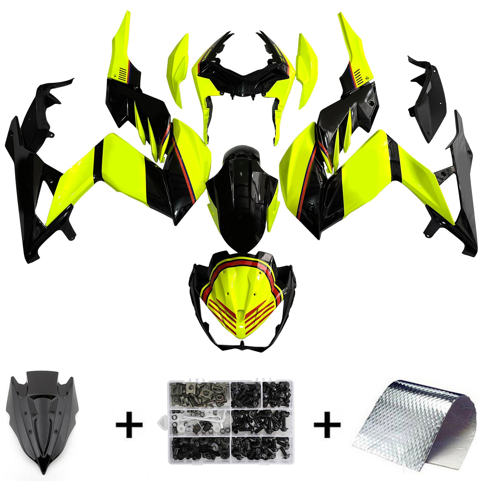 Amotopart 2015-2016 Z250 Z300 Kawasaki Yellow&Black Fairing Kit