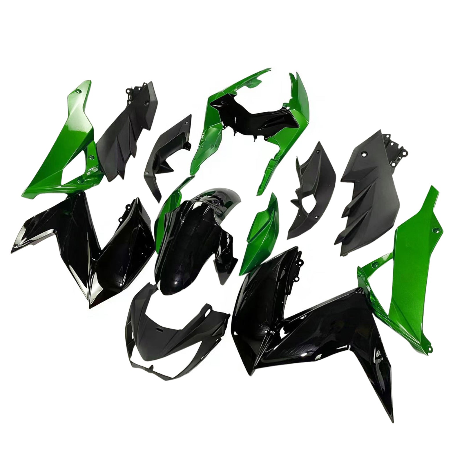 Amotopart 2015-2016 Z250 Z300 Kawasaki Kit carena verde e nero Style3