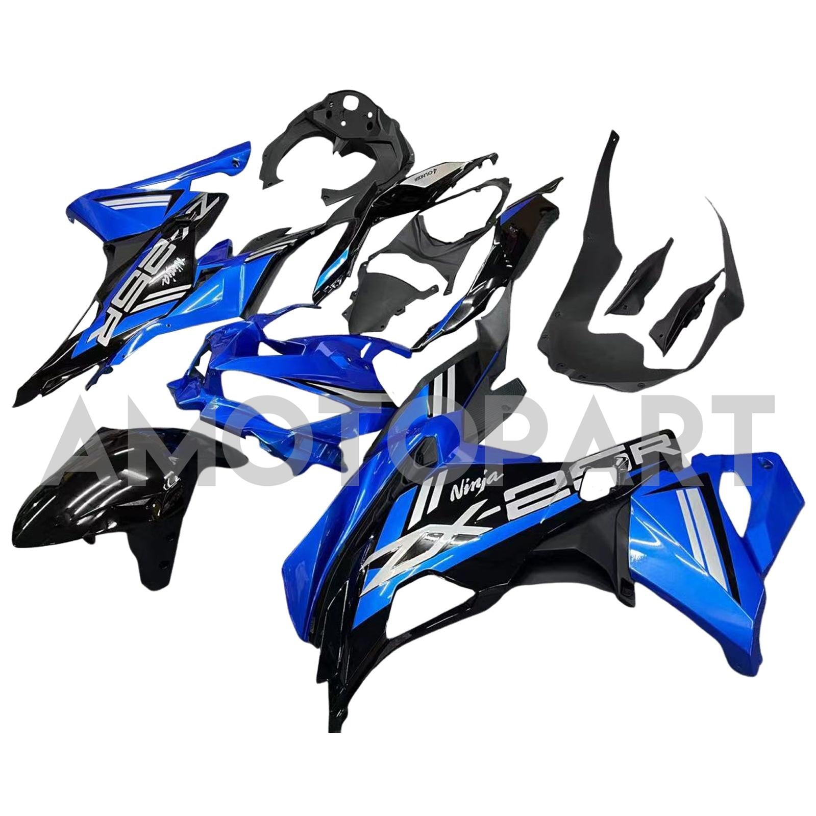Amotopart 2019-2025 Kawasaki Ninja ZX-25R ZX-4R ZX-4RR Black Blue Fairing Kit