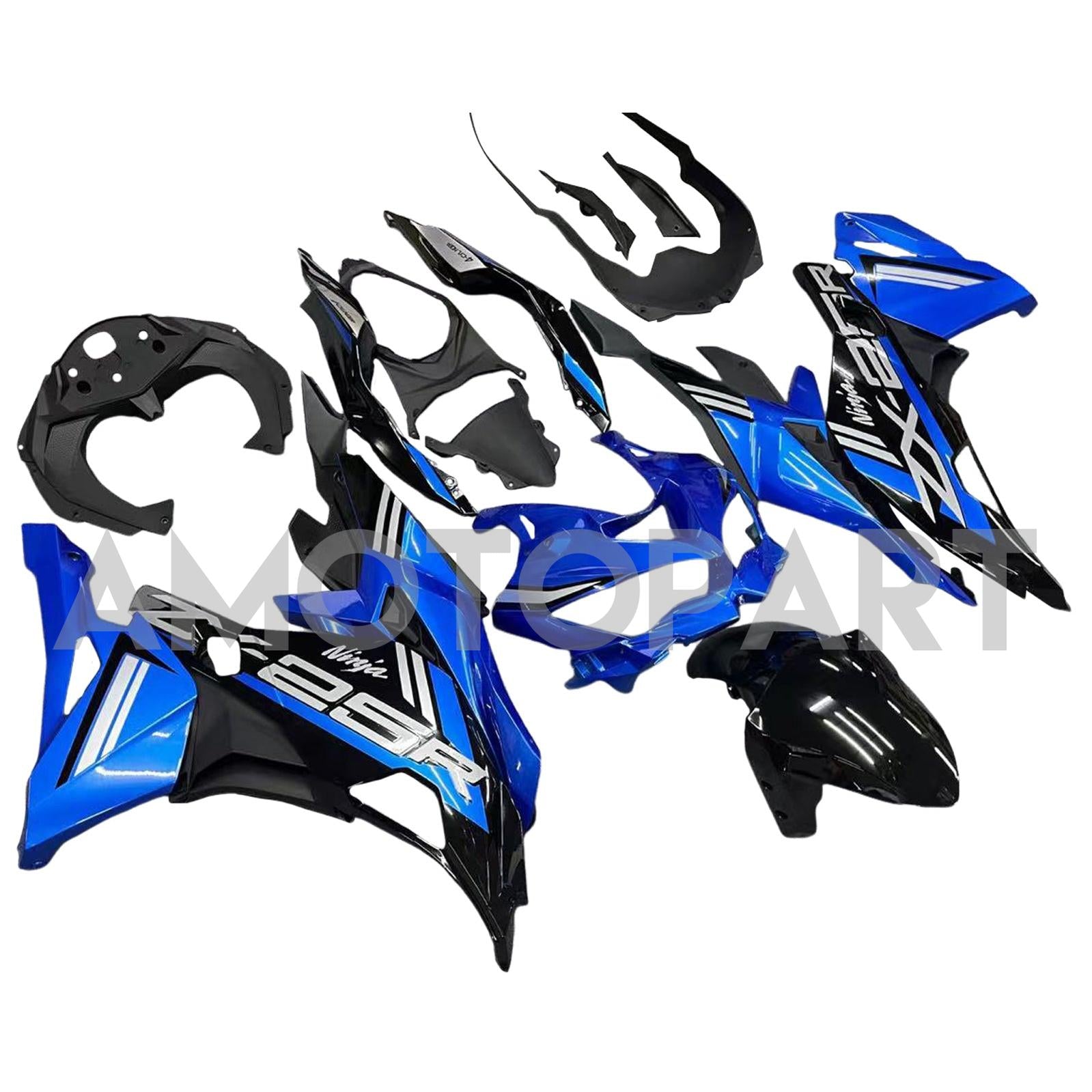 Amotopart 2019-2025 Kawasaki Ninja ZX-25R ZX-4R ZX-4RR Black Blue Fairing Kit