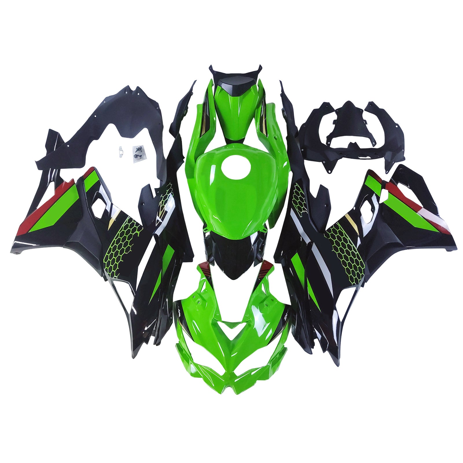Amotopart 2019-2025 Kawasaki Ninja ZX25R ZX4R ZX4RR Green Black Fairing Kit