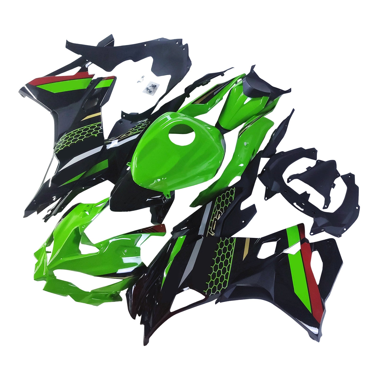 Amotopart 2019-2025 Kawasaki Ninja ZX25R ZX4R ZX4RR Green Black Fairing Kit