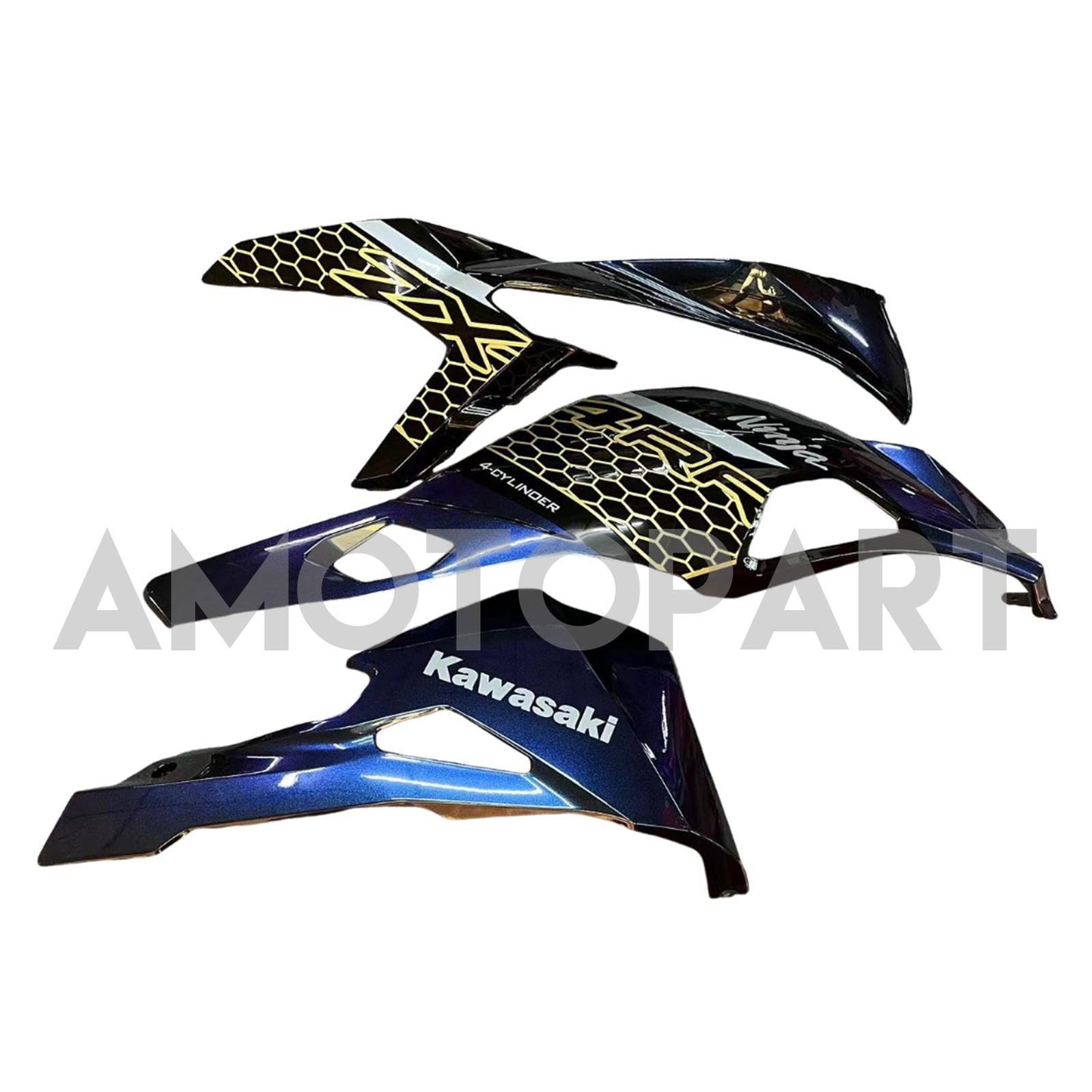 Amotopart 2019-2025 Kawasaki Ninja ZX25R ZX4R ZX4RR Dégradé Violet&Kit de carénage bleu