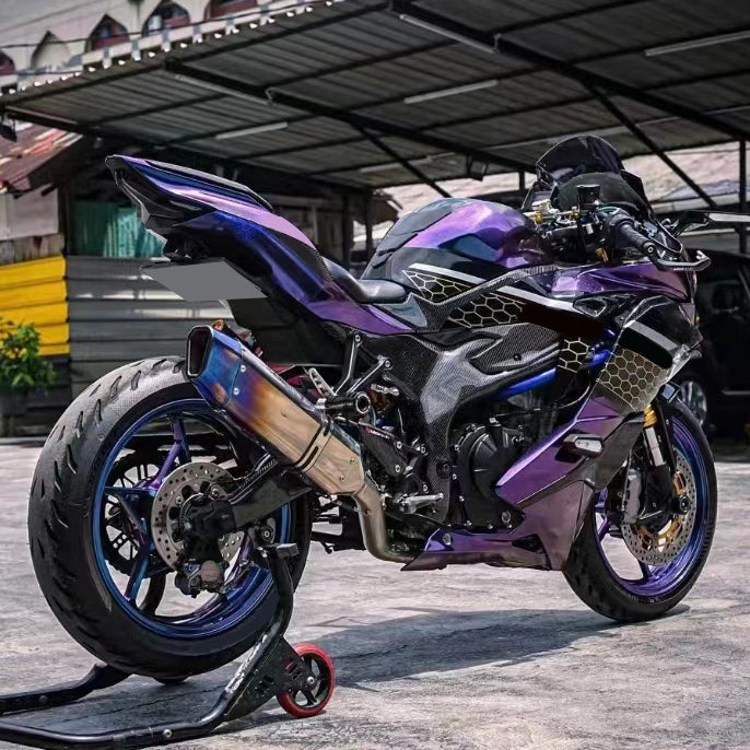 Amotopart 2019-2024 Kawasaki Ninja ZX25R ZX4R ZX4RR グラデーション パープル&ブルー フェアリングキット