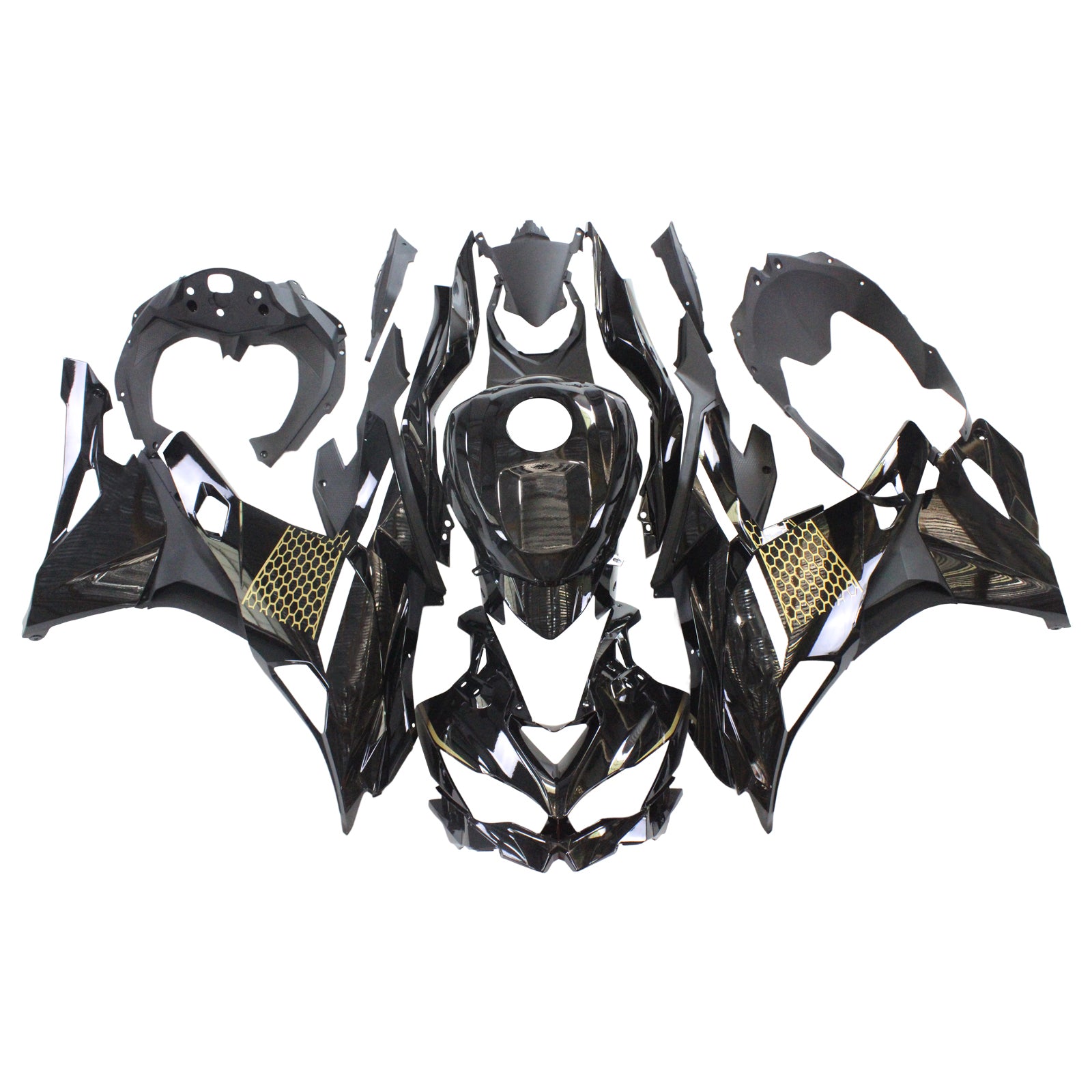 Amotopart 2019-2024 Kawasaki Ninja ZX25R ZX4R ZX4RR ブラック フェアリングキット