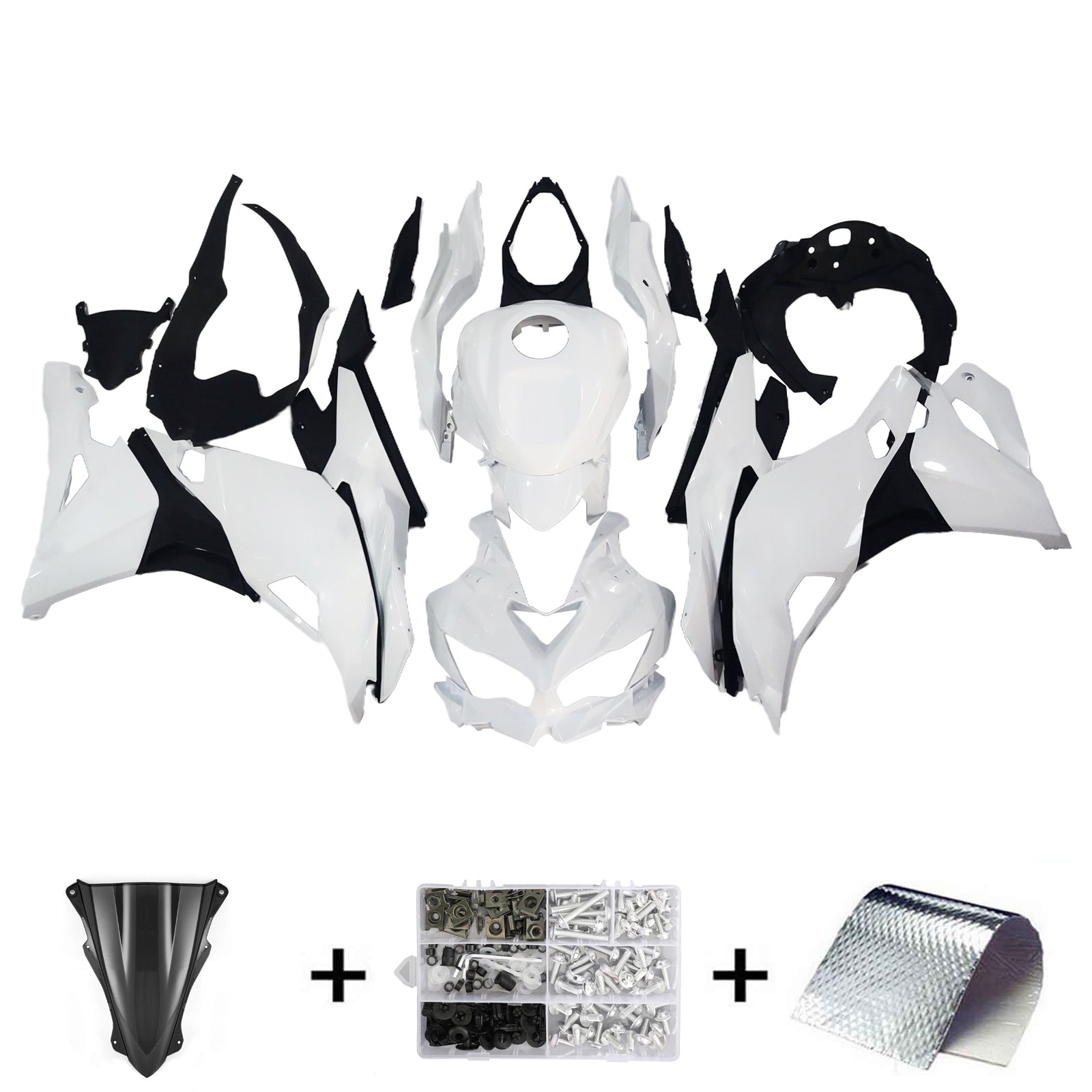 Amotopart 2019-2025 Kawasaki Ninja ZX25R ZX4R ZX4RR Pearl White Fairing Kit