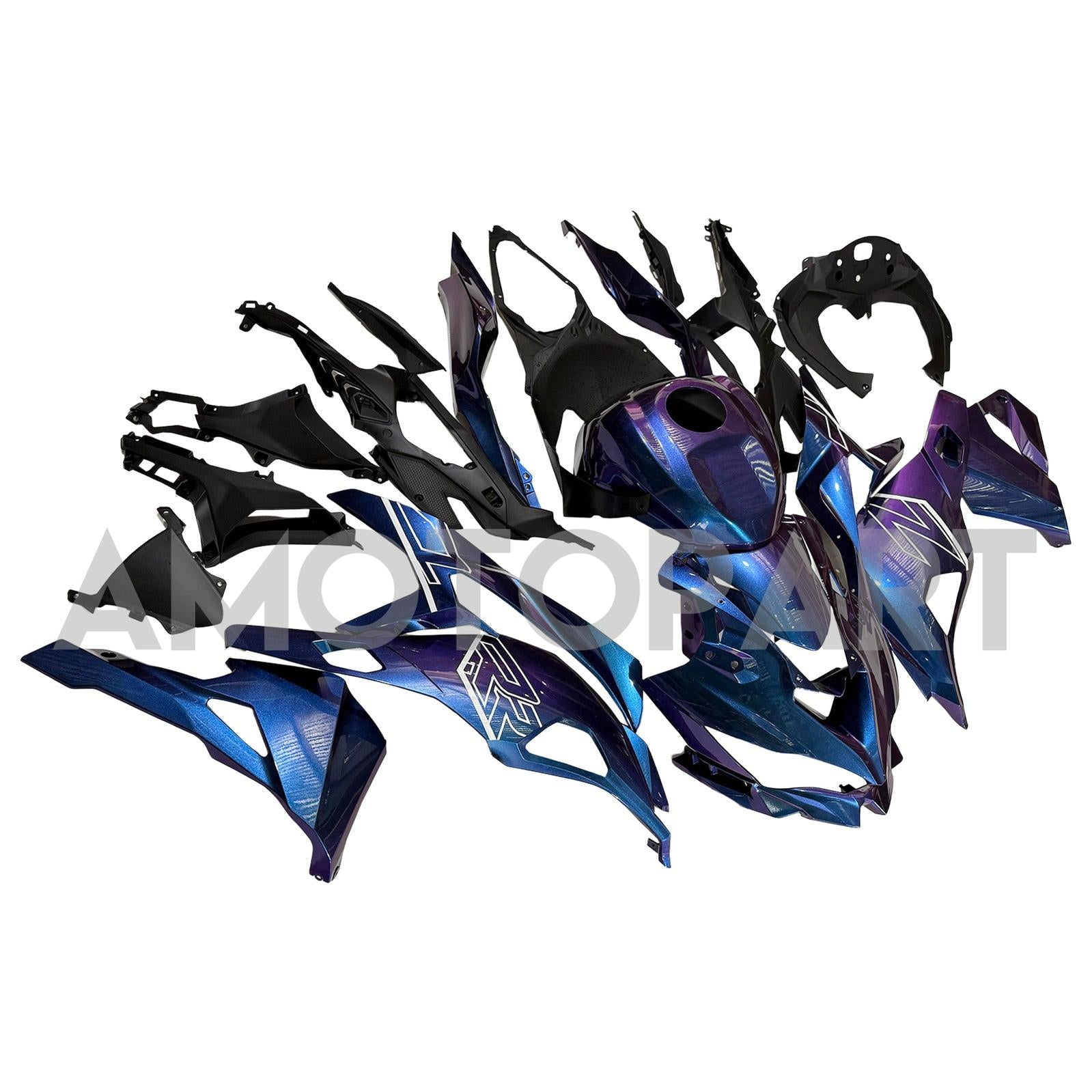 Amotopart 2019-2025 Kawasaki Ninja ZX25R ZX4R ZX4RR Gradient Blue & Purple Fairing Kit