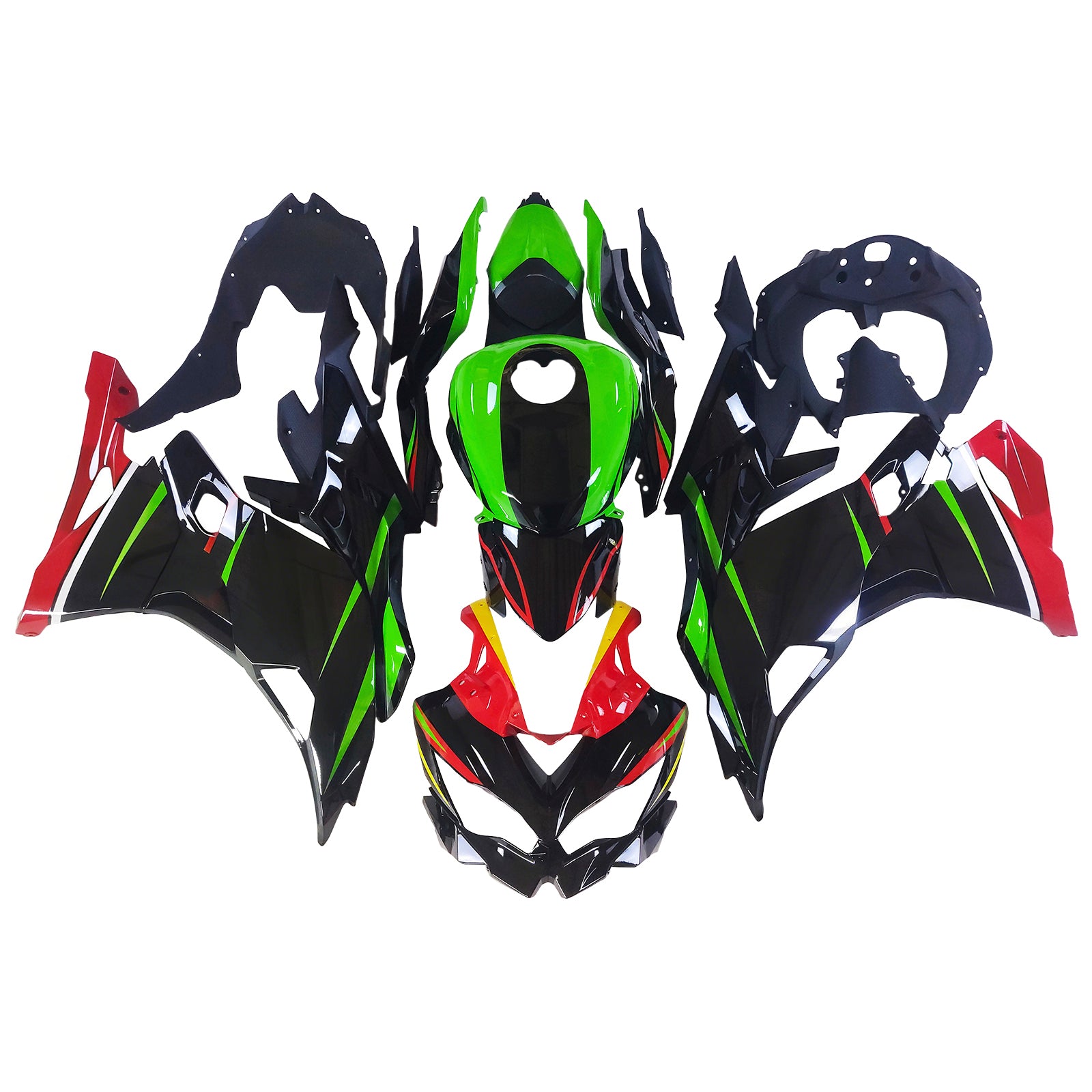 Amotopart 2019-2025 Kawasaki Ninja ZX-25R ZX-4R ZX-4RR Black Green Fairing Kit