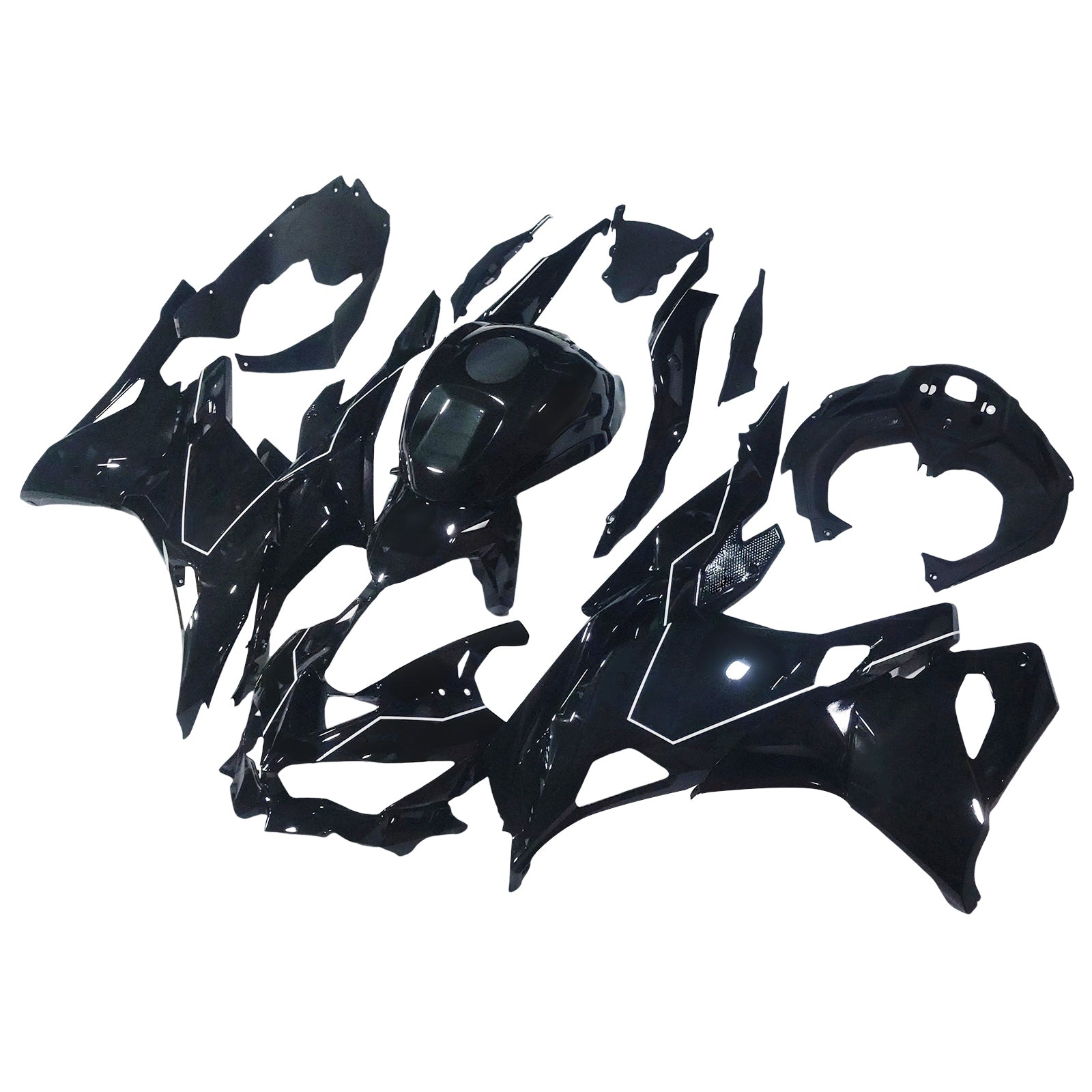AMOTOPART 2019-2025 NINJA ZX-25R ZX-4R ZX-4RR KAWASAKI SVART MED VIT EMBLEMS FAIRING KIT