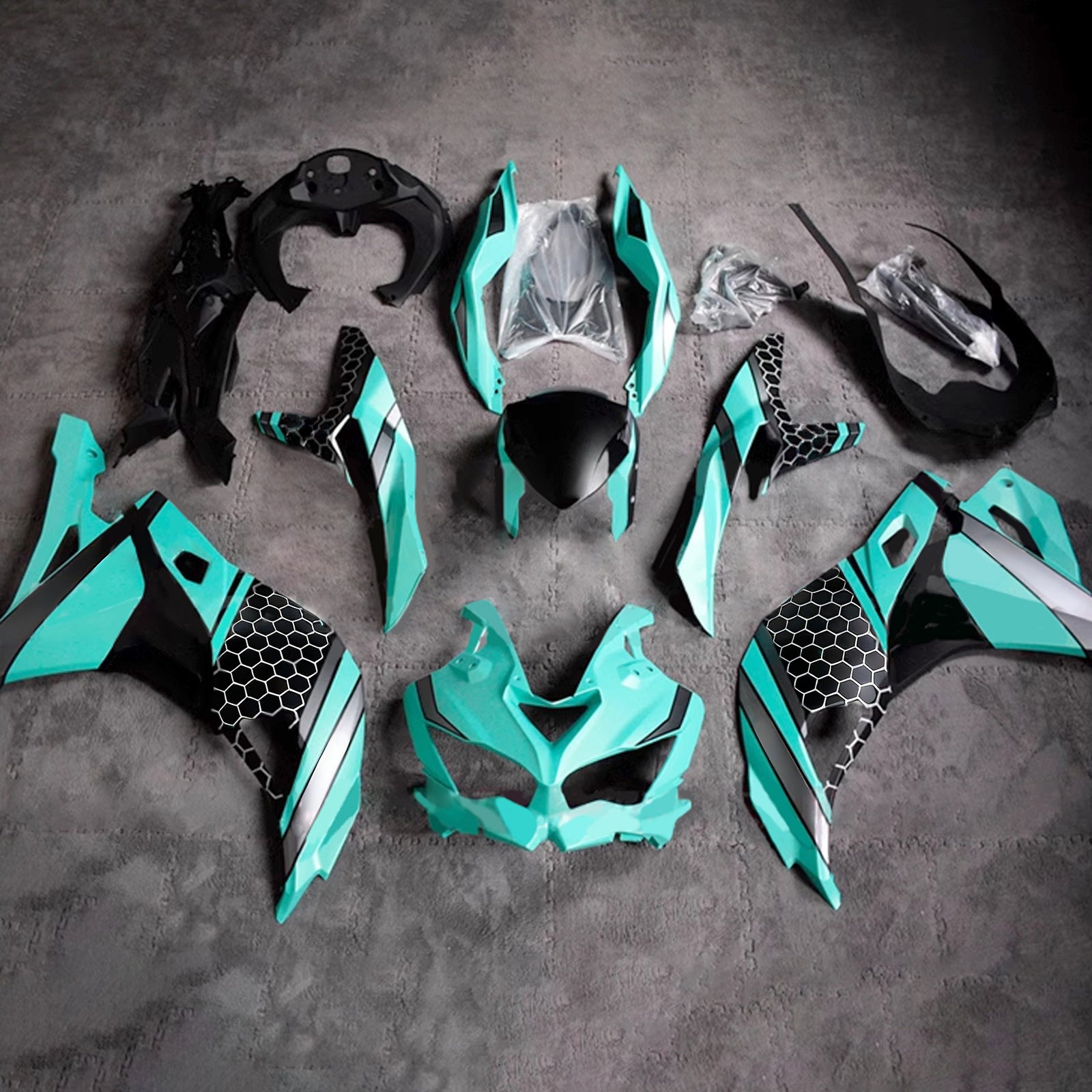 Amotopart 2019-2025 Ninja ZX-25R ZX-4R ZX-4RR Kawasaki Green Mix Blue Fairing Kit