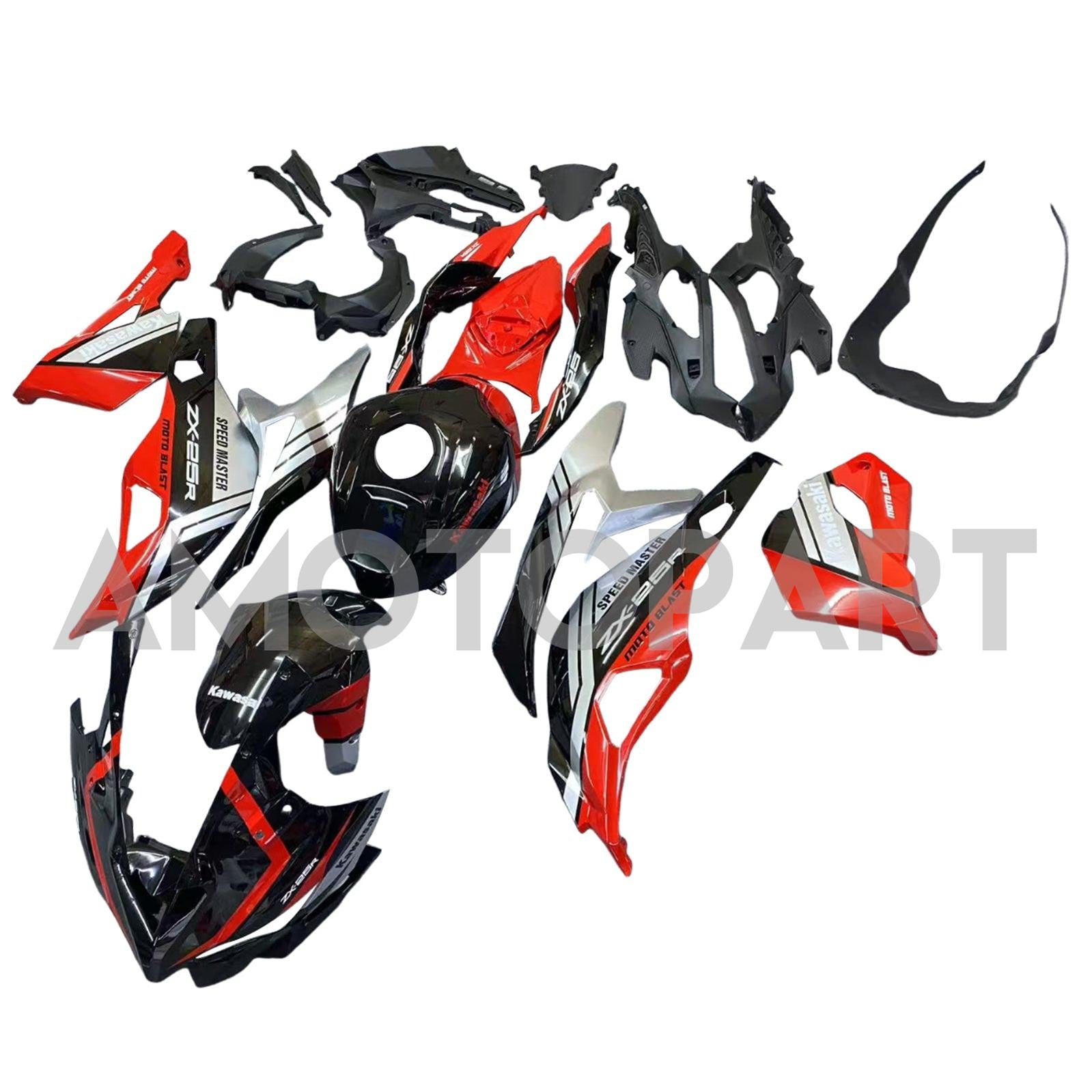 Amotopart 2019–2025 Ninja ZX-25R ZX-4R ZX-4RR Kawasaki Rot&Silbernes Verkleidungsset