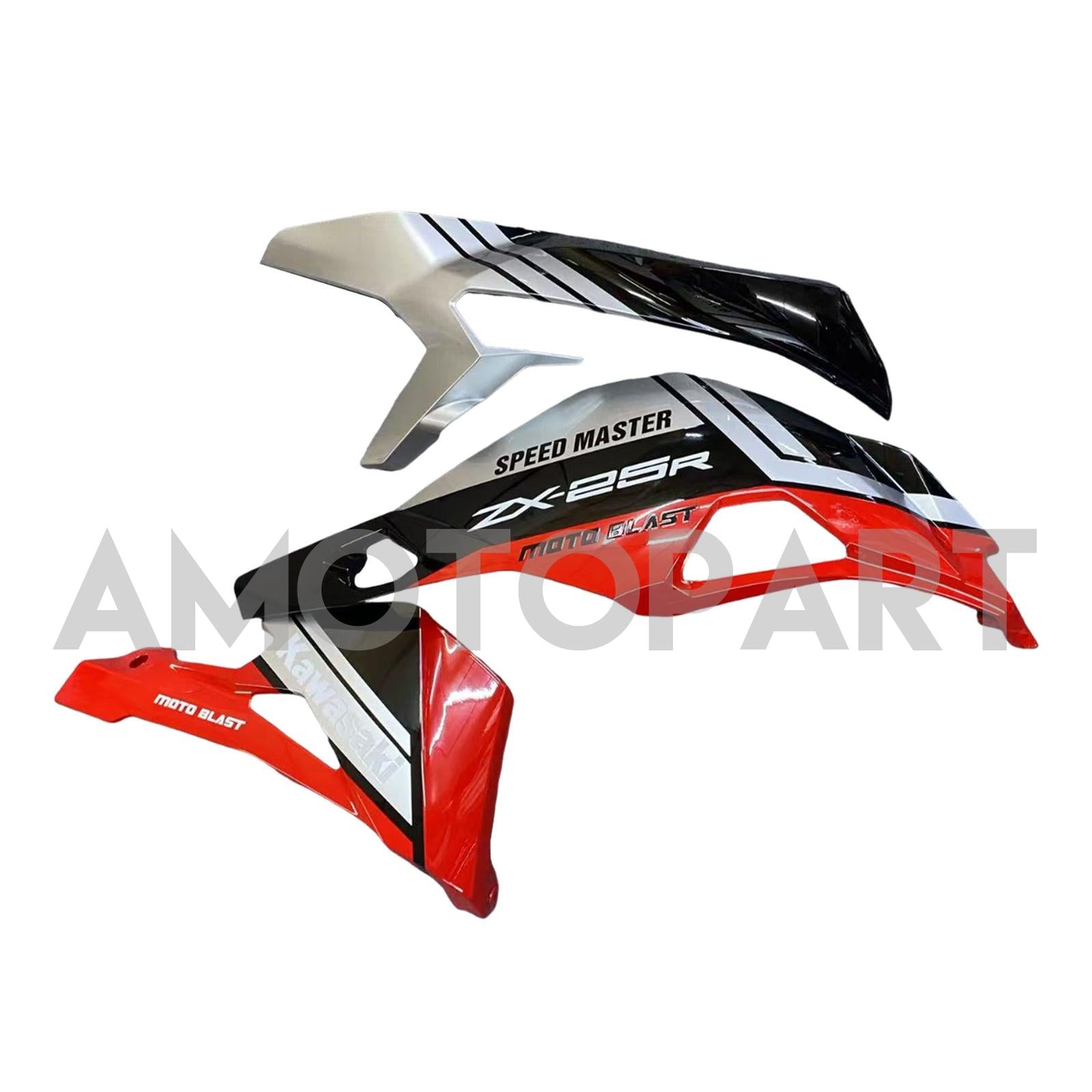 Amotopart 2019–2025 Ninja ZX-25R ZX-4R ZX-4RR Kawasaki Rot&Silbernes Verkleidungsset