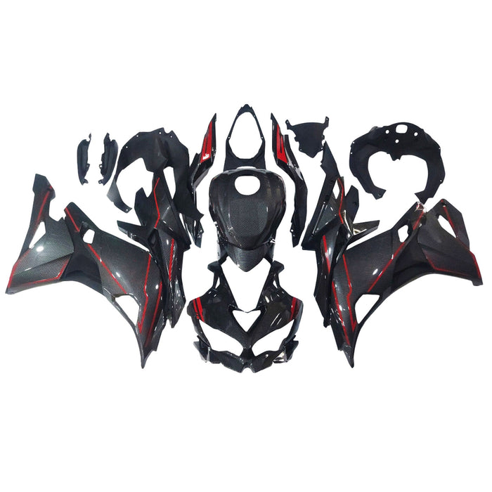 Amotopart 2019-2026 Ninja ZX-25R ZX-4R ZX-4RR Kawasaki Carbon Fiber with Red Accents Fairing Kit