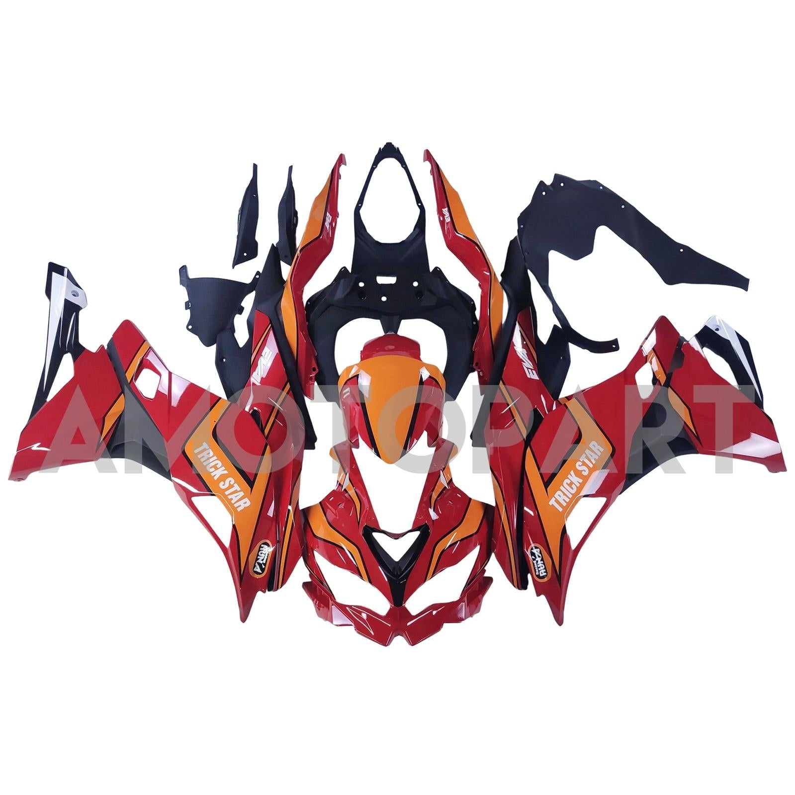 Amotopart 2019-2025 Ninja ZX-25R ZX-4R ZX-4RR Kawasaki Red&Orange Fairing Kit