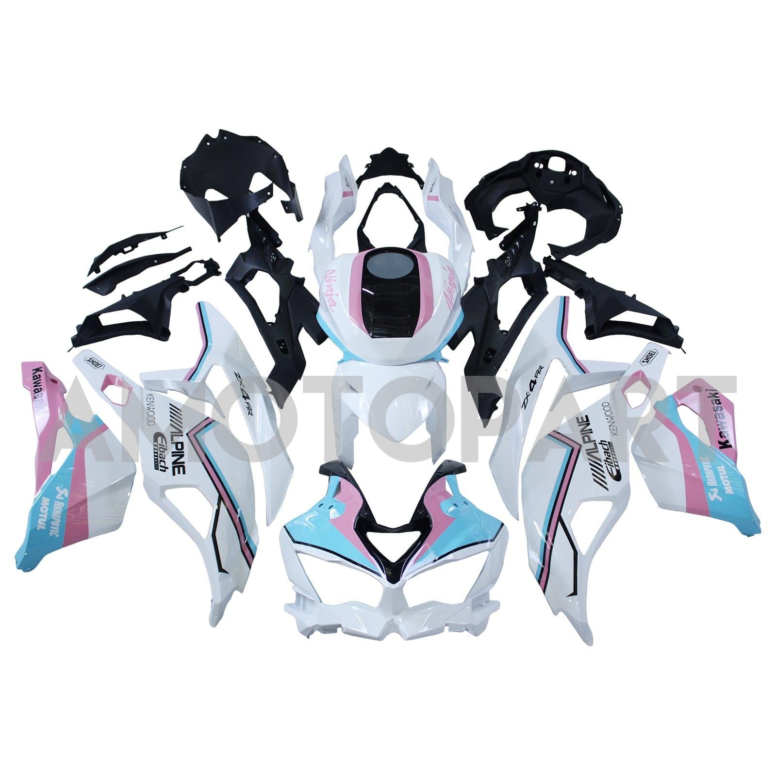 Amotopart 2019-2025 Ninja ZX-25R ZX-4R ZX-4RR Kawasaki Pink&Blue Fairing Kit