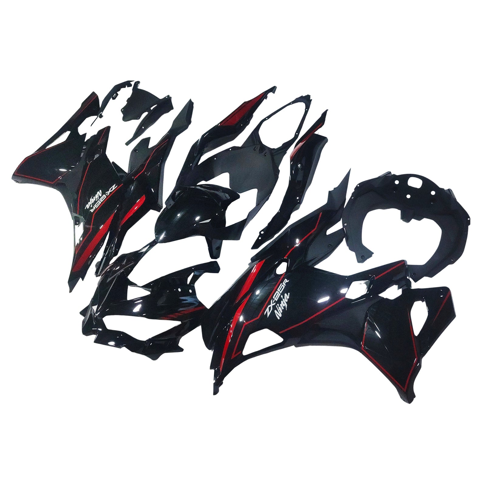 Amotopart 2019-2026 Ninja ZX-25R ZX-4R ZX-4RR Kawasaki Zwart&REd Stripes Kuipset