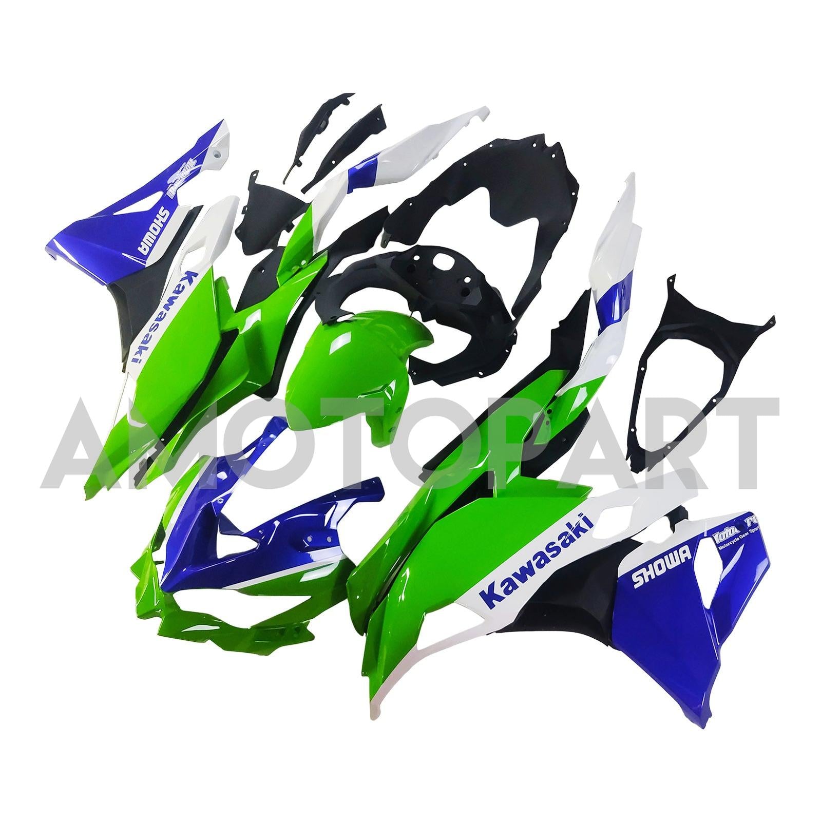 Amotopart 2019-2025 Ninja ZX-25R ZX-4R ZX-4RR Kawasaki Green & Blue Fairing Kit
