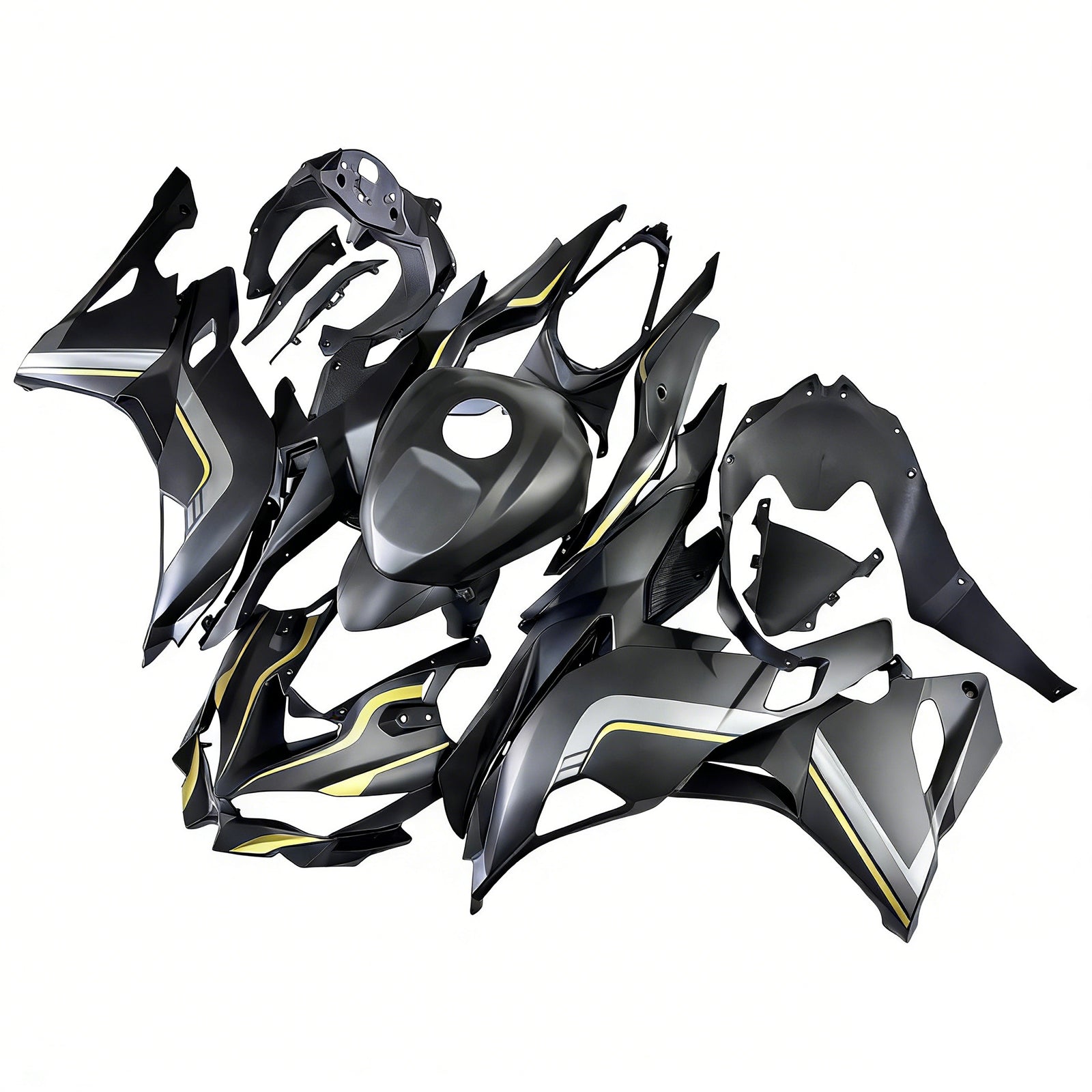 Amotopart 2019-2025 Ninja ZX-25R ZX-4R ZX-4RR KAWASAKI Black & Gold Strips Fairing Kit