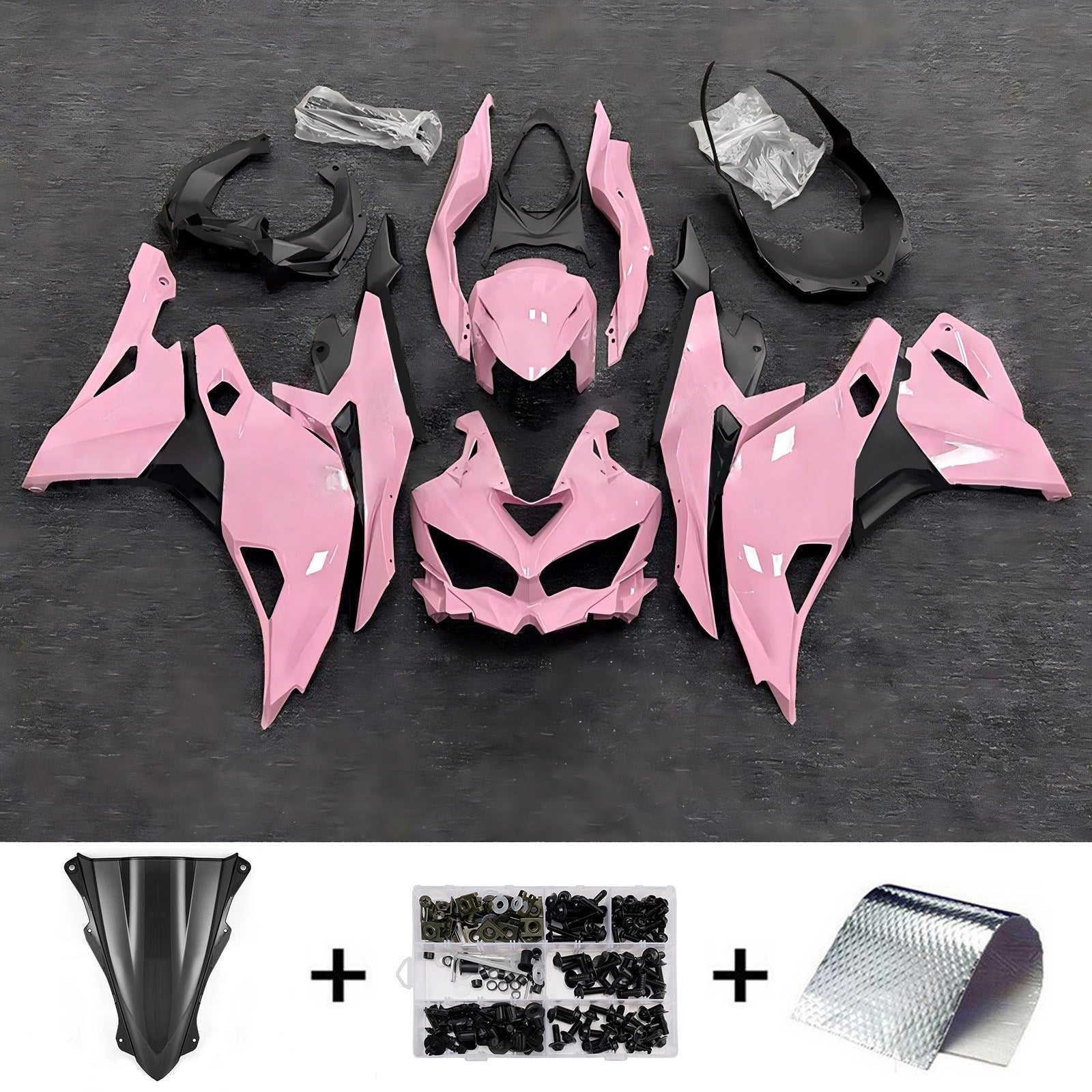 Amotopart 2019-2026 Kawasaki Ninja ZX-25R ZX-4R ZX-4RR Pink Black Fairing Kit