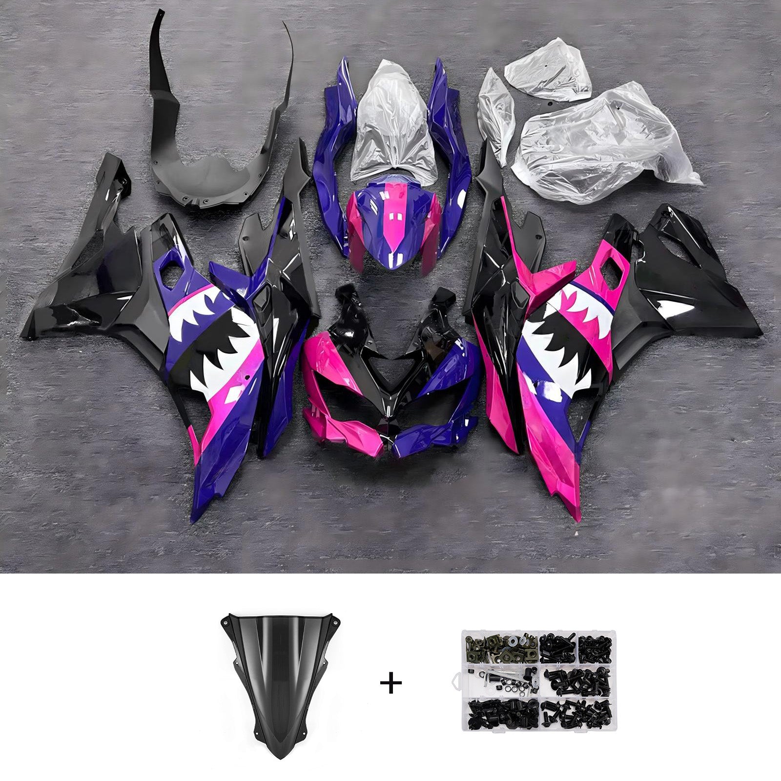 Amotopart 2019-2026 Kawasaki Ninja ZX-25R ZX-4R ZX-4RR Blue Purple Black Fairing Kit