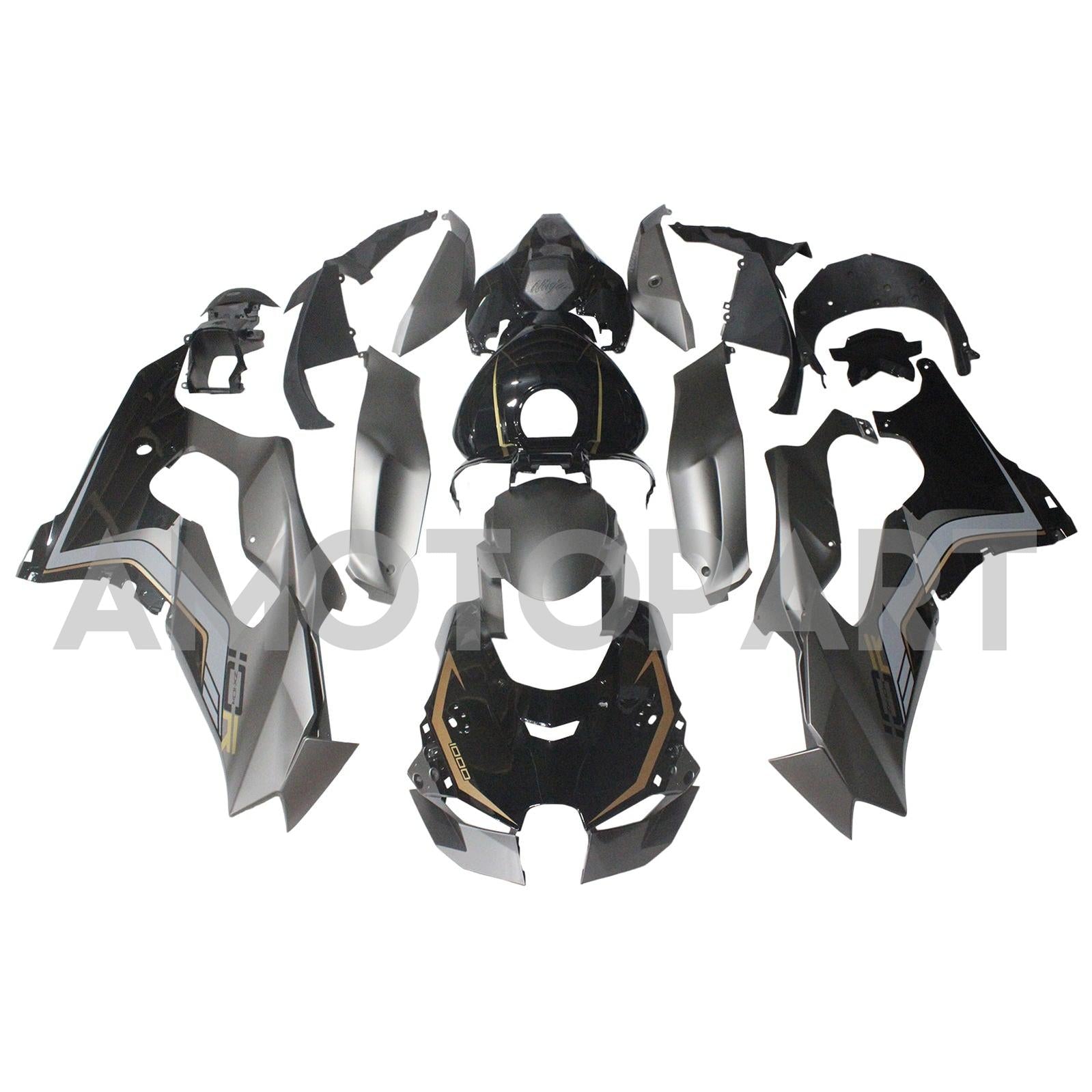 Amotopart 2021-2025 Kawasaki ZX10R ZX10RR Black Style4 Fairing Kit