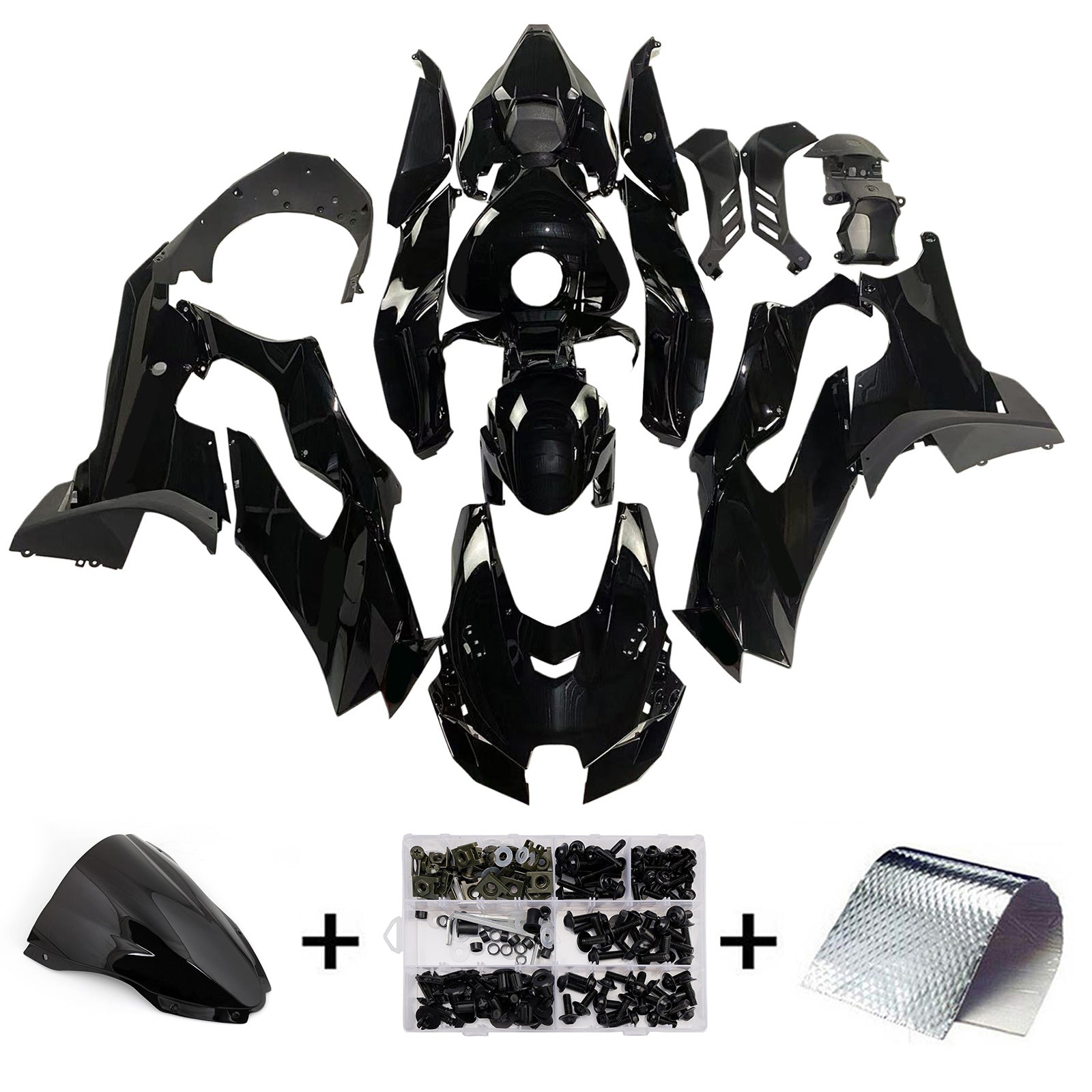 Amotopart 2021-2025 Kawasaki ZX10R ZX10RR Black Style3 Fairing Kit