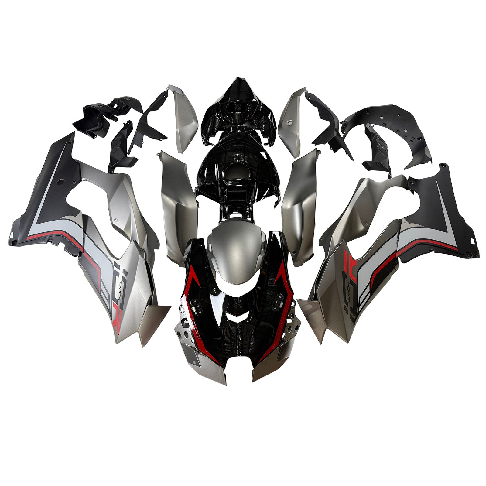 Amotopart 2021-2025 Kawasaki ZX10R ZX10RR Black Style2 Fairing Kit