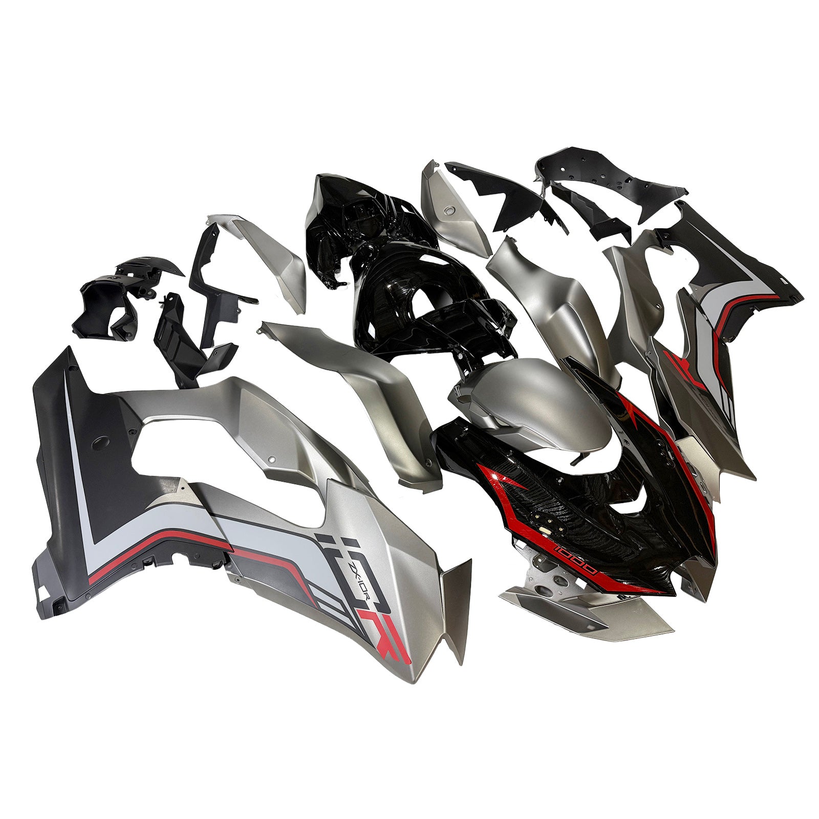 Amotopart 2021–2025 Kawasaki ZX10R ZX10RR Black Style2 Verkleidungsset