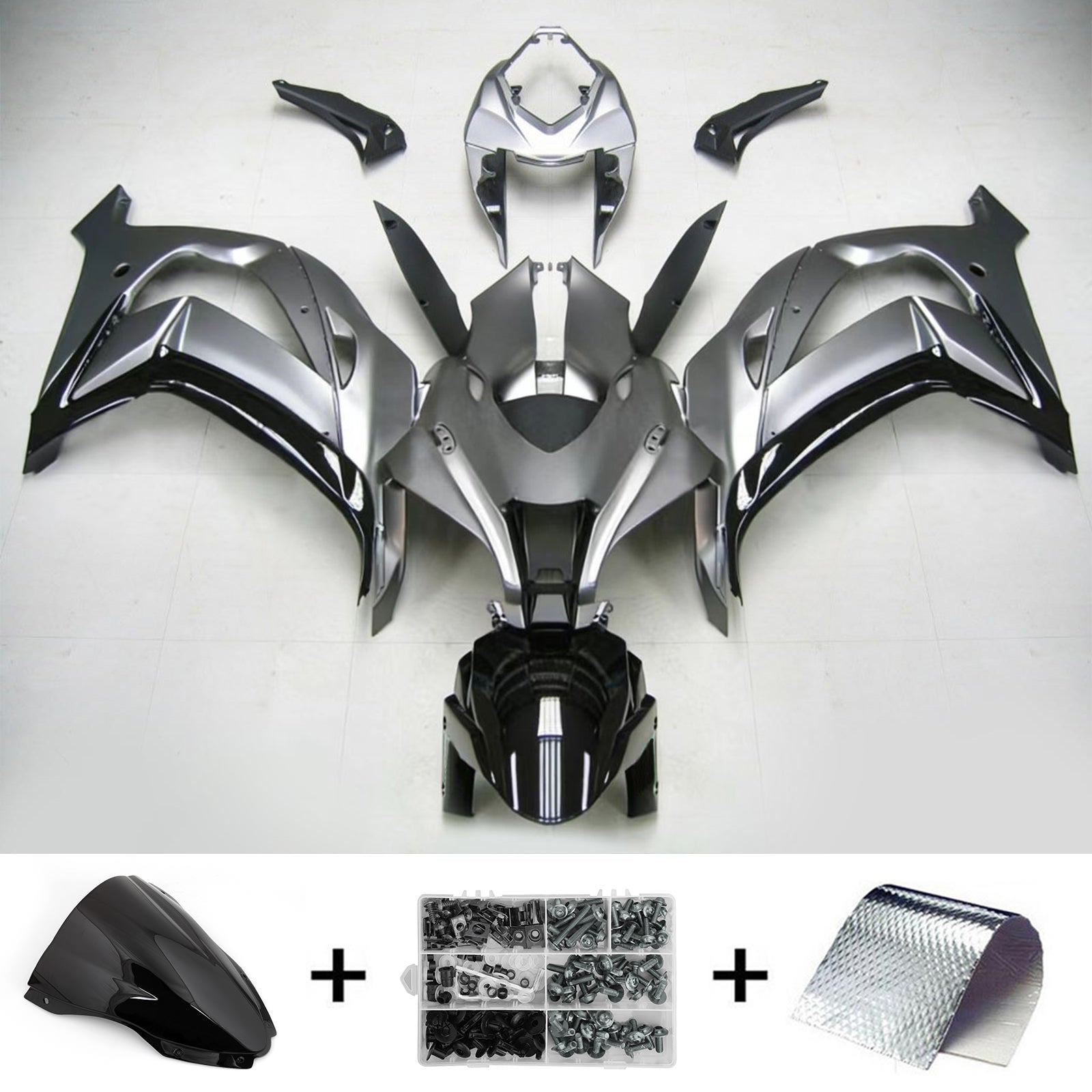 Amotopart 2021-2025 Kawasaki ZX10R ZX10RR kovově šedá sada kapotáže