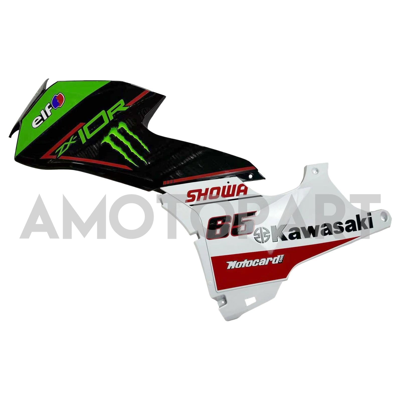 Amotopart 2021-2024 Kawasaki ZX10R ZX10RR ブラック グリーン ロゴフェアリング付き