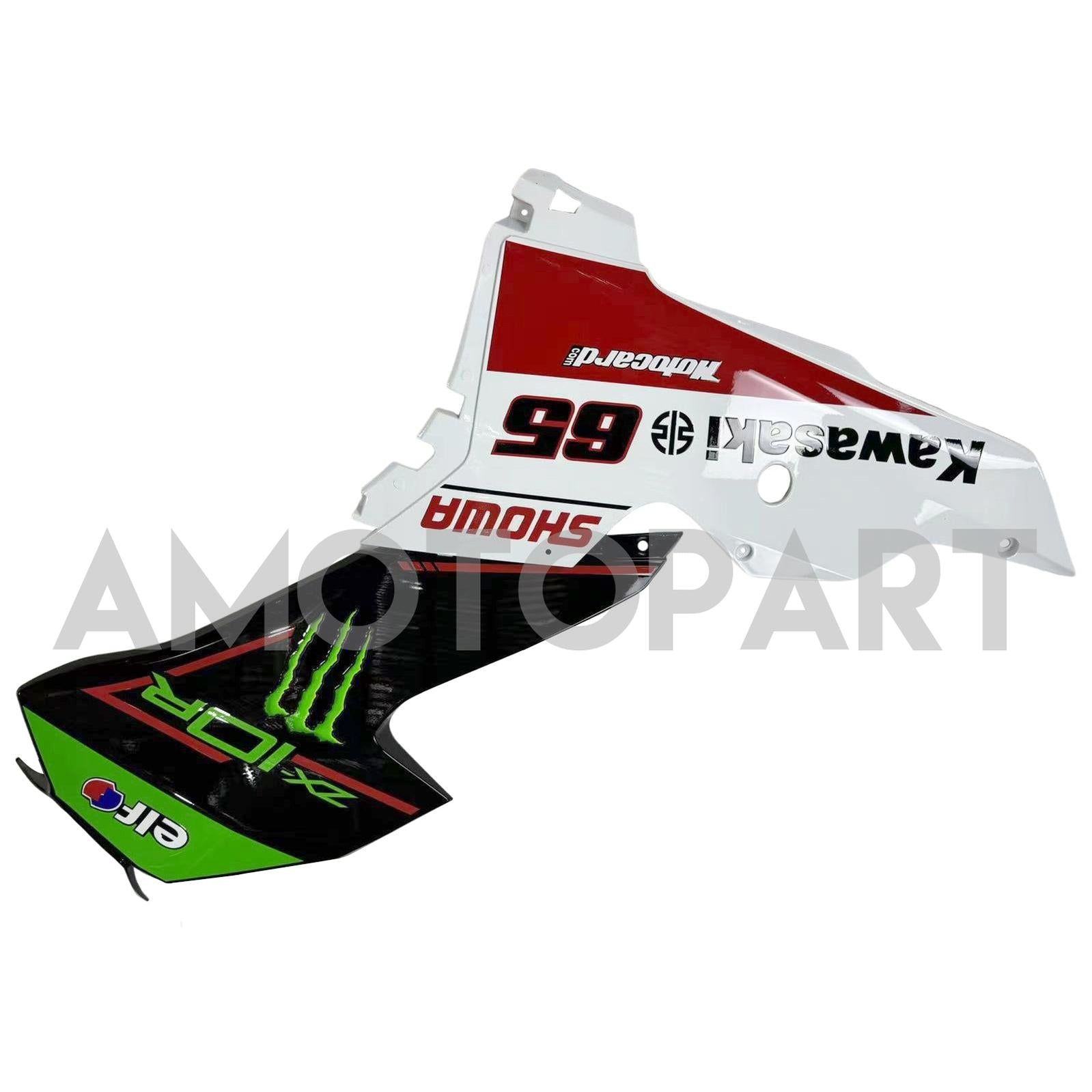 Amotopart 2021-2024 Kawasaki ZX10R ZX10RR ブラック グリーン ロゴフェアリング付き
