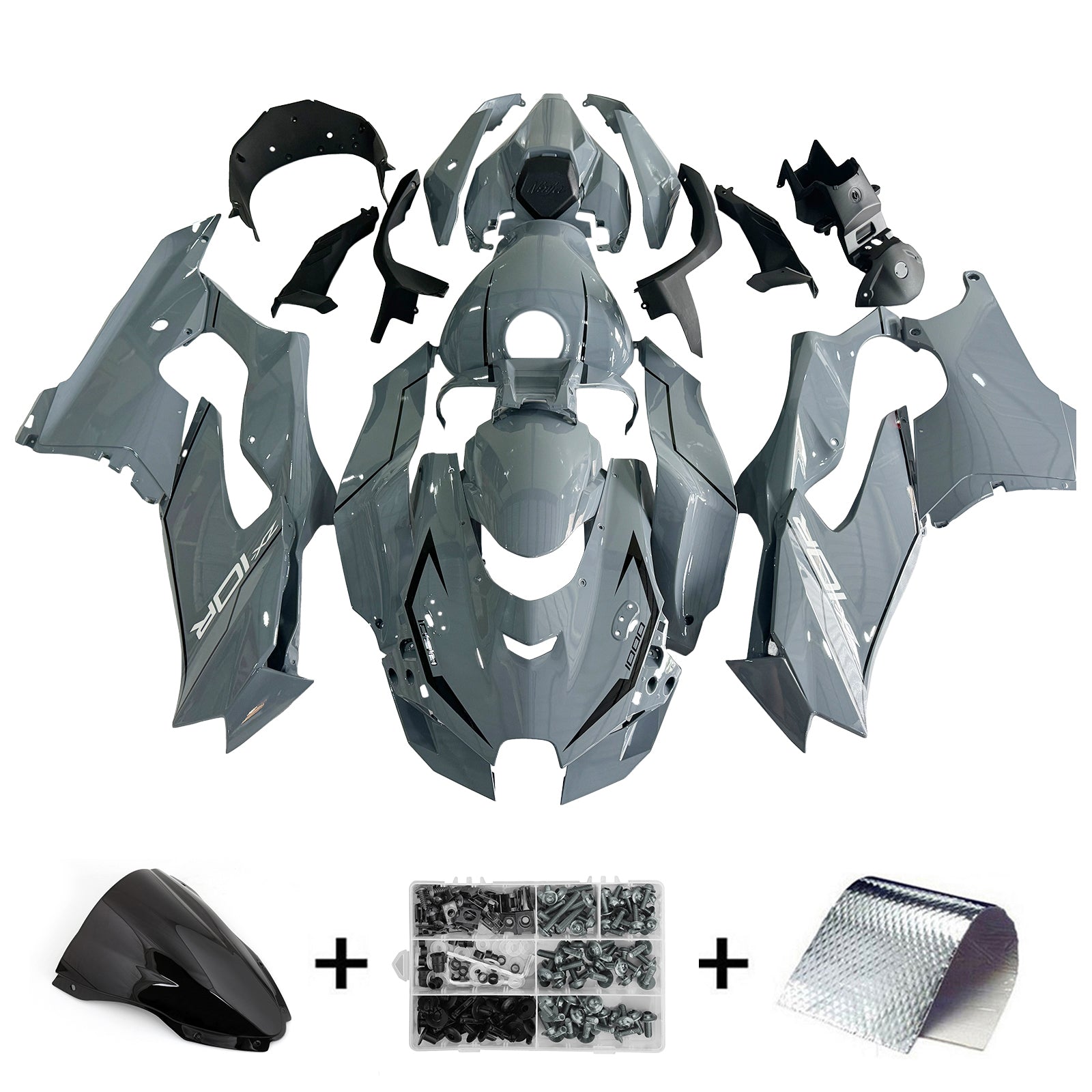 Amotopart 2021-2025 Kawasaki ZX10R ZX10RR Grey Fairing Kit