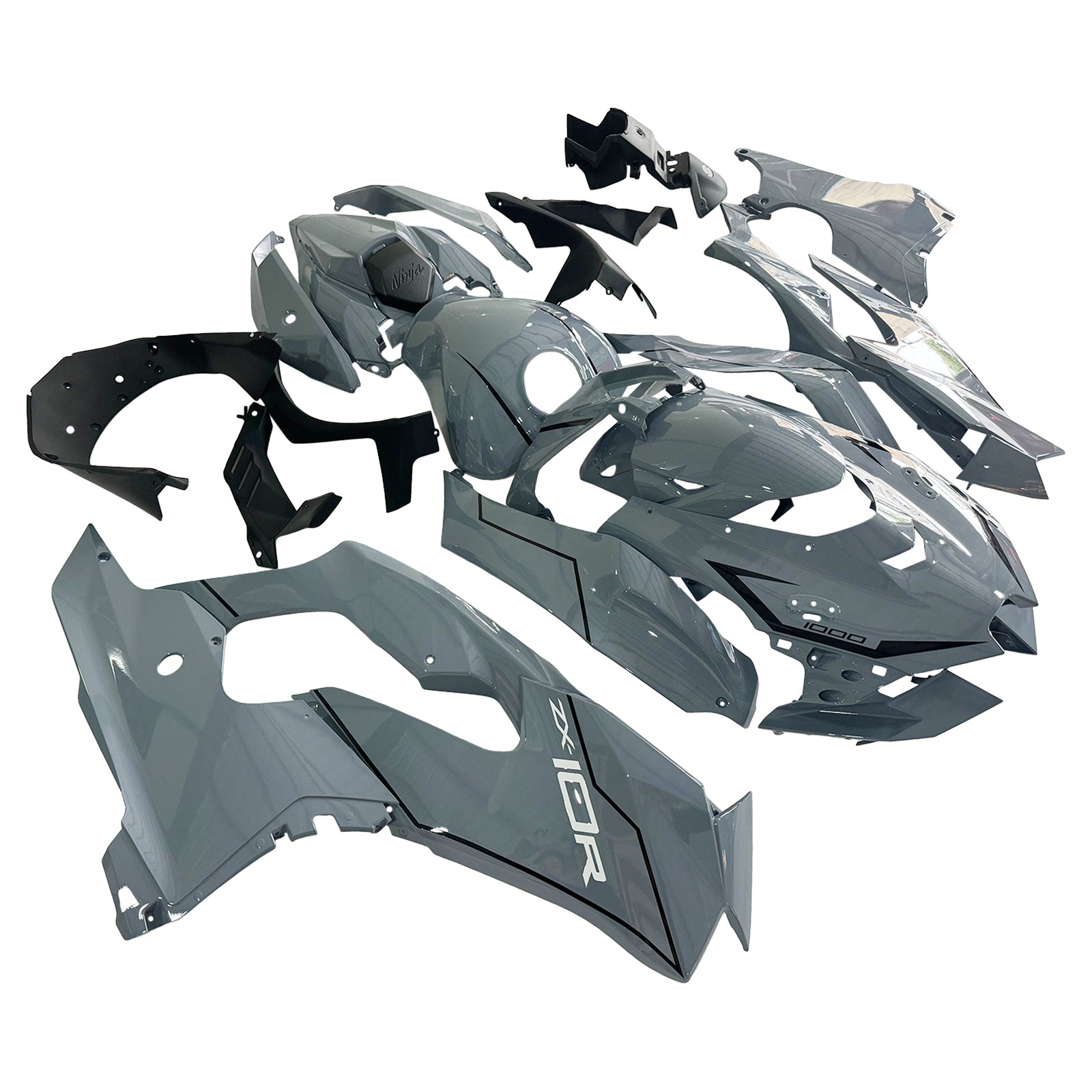Amotopart 2021-2025 Kawasaki ZX10R ZX10RR Gray Fairing Kit