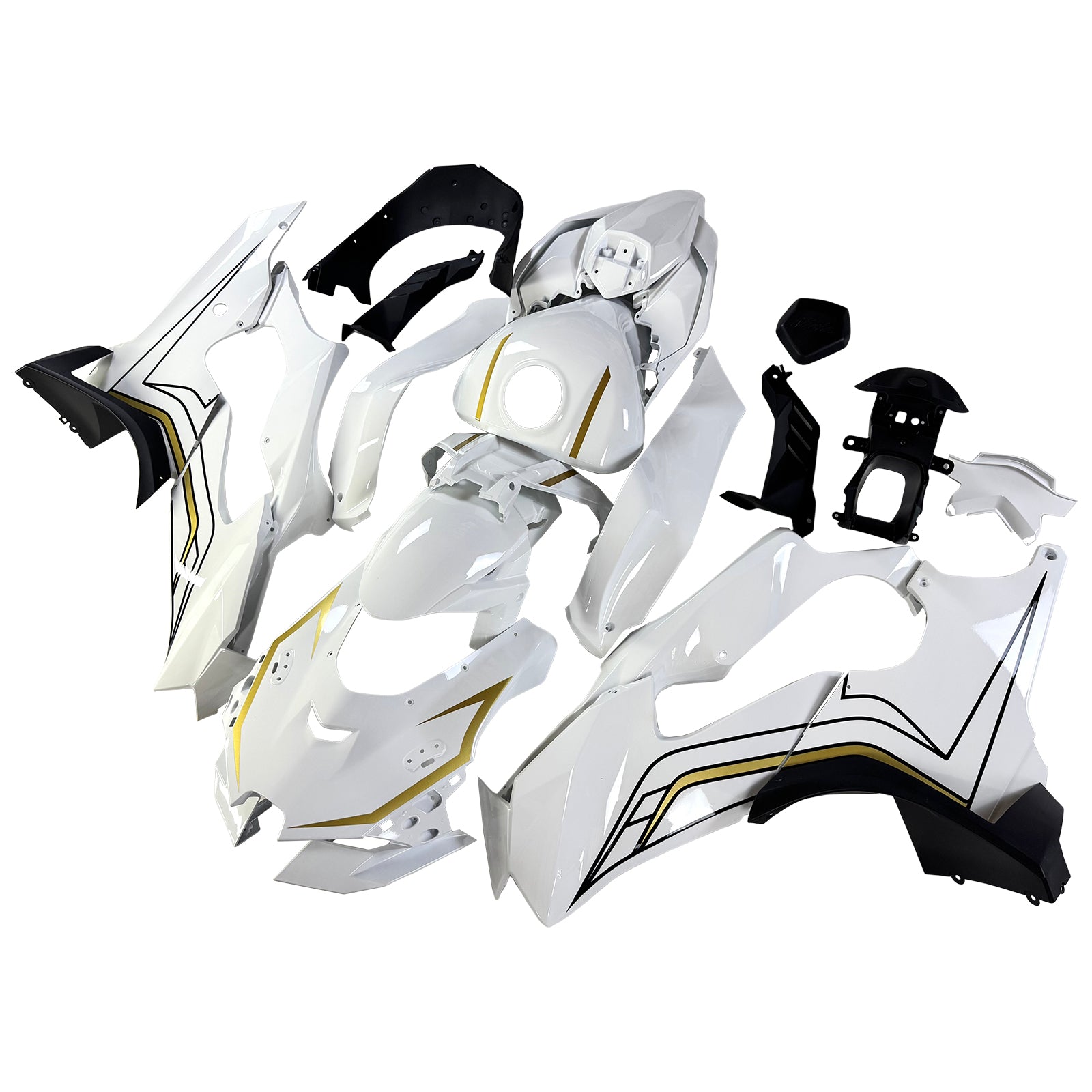 Amotopart 2021-2025 Kawasaki ZX10R ZX10RR Glossy White Fairing Kit