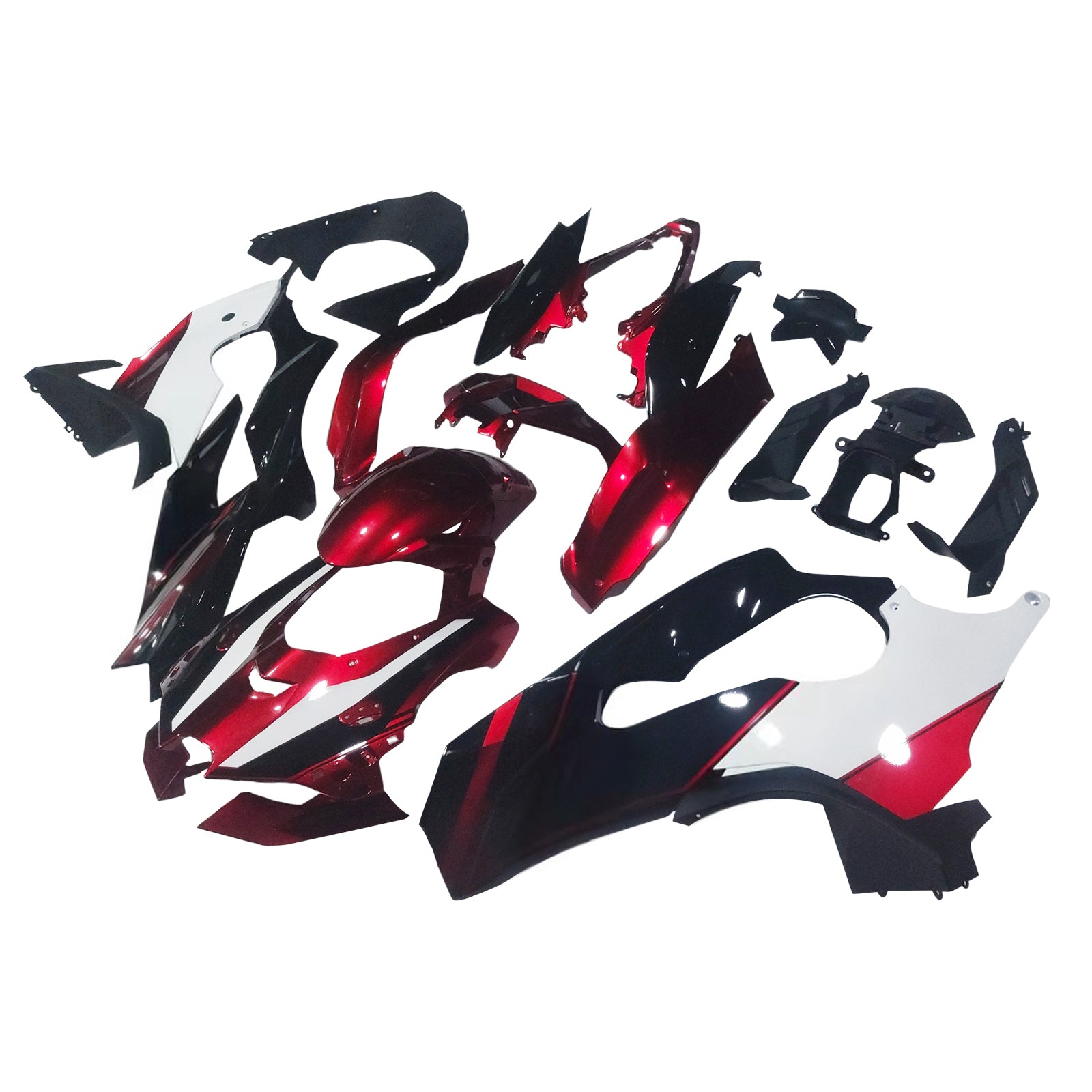 Amotopart 2021-2025 Kawasaki ZX10R ZX10RR Glossy Black White Red Fairing Kit