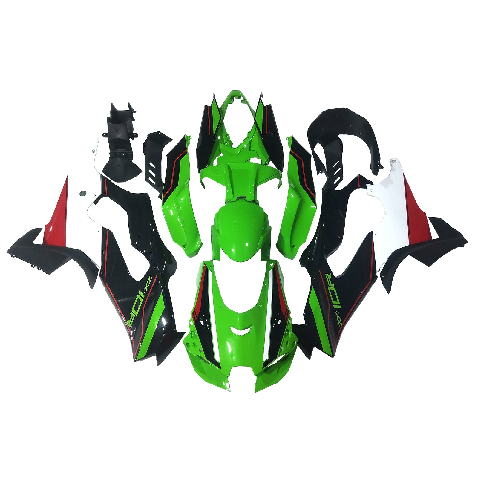 Amotopart 2021-2025 Kawasaki ZX 10RR ZX 10R Black White Green Red Fairing Kit