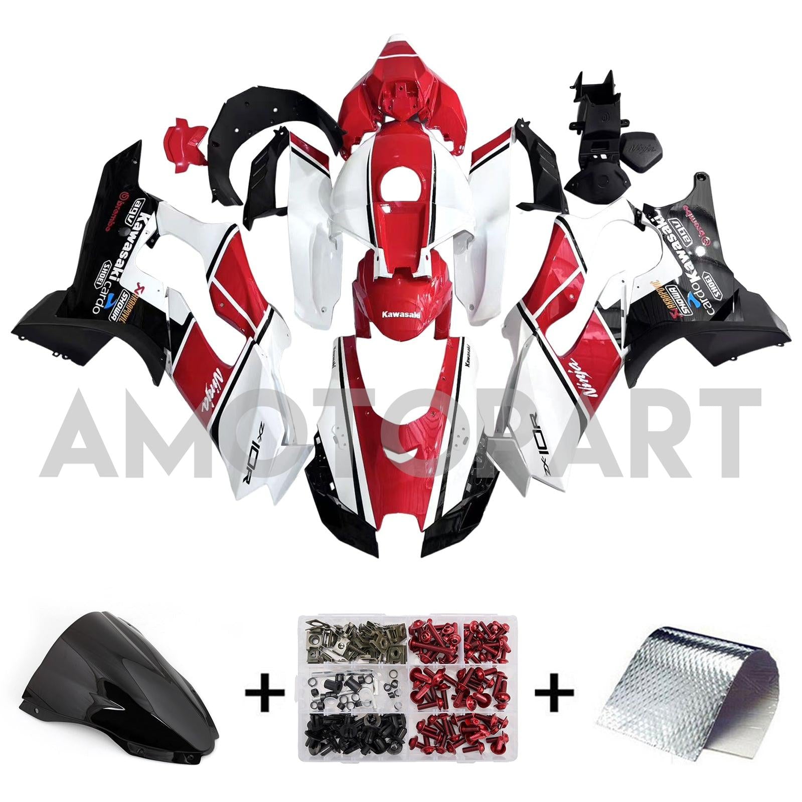 Amotopart 2021-2025 Kawasaki ZX 10RR ZX 10R Black Red White Kit