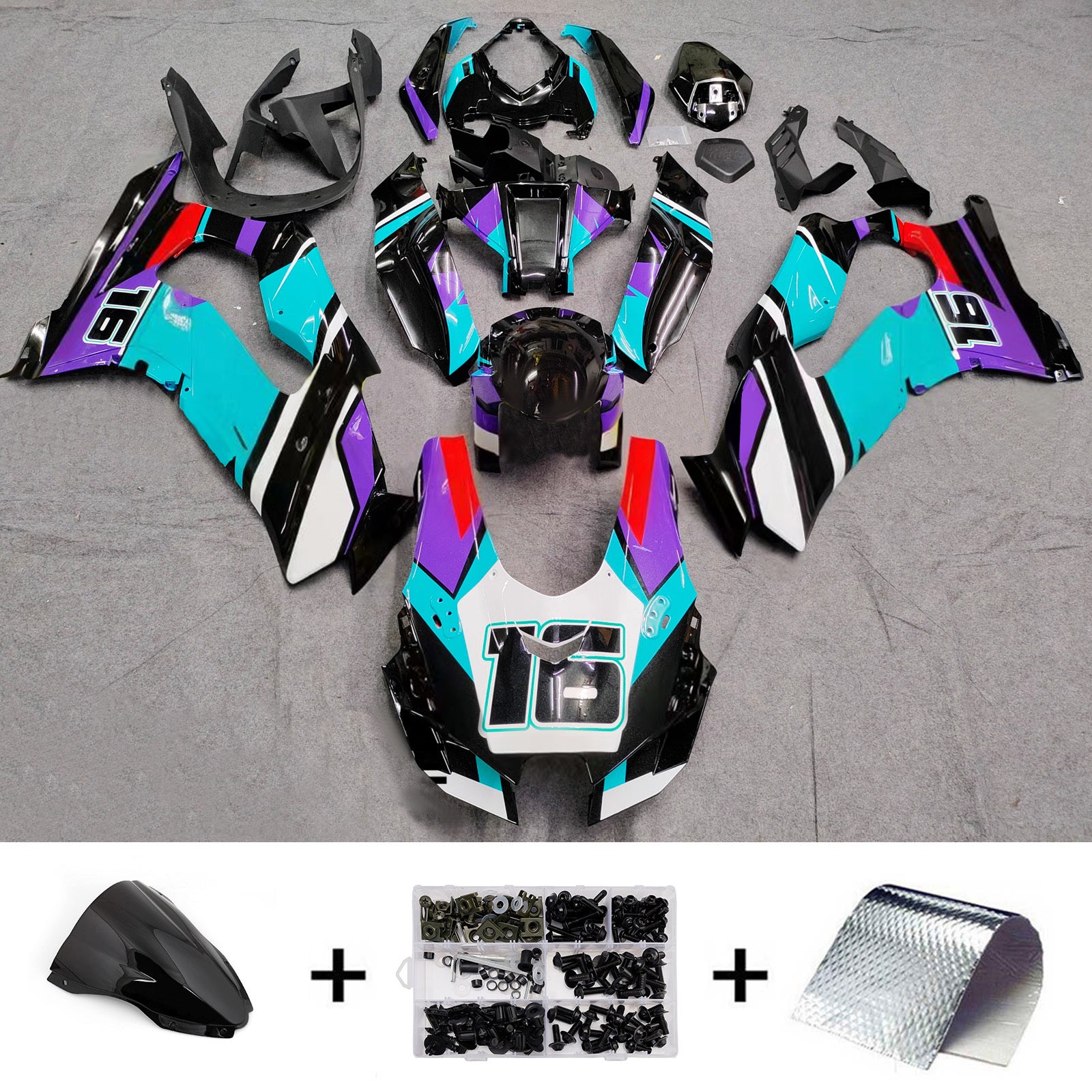 Amotopart 2021-2025 Kawasaki ZX-10R/ZX-10RR Black Blue Purple Fairing Kit