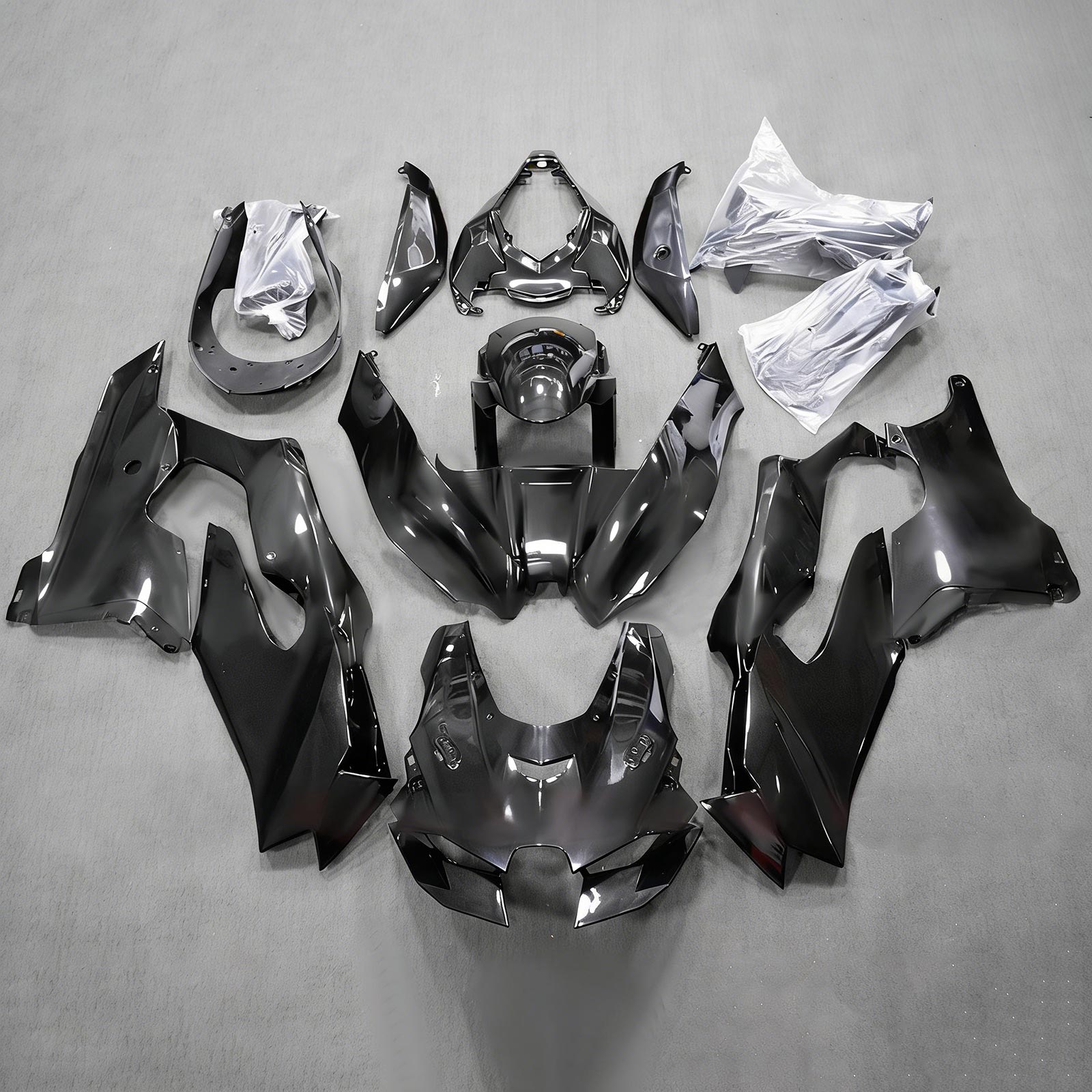 Amotopart 2021-2025 Kawasaki ZX-10R/ZX-10RR Kit de carenado negro brillante
