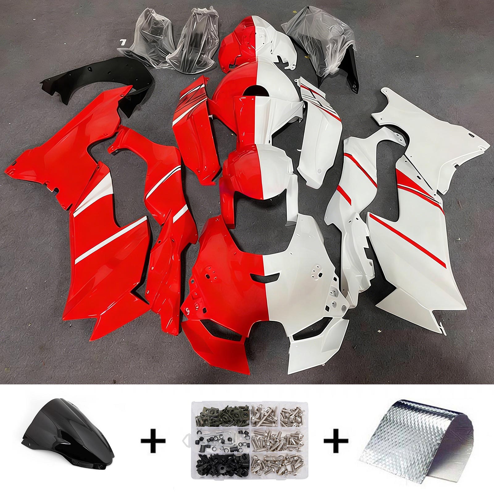 Amotopart 2021-2025 Kawasaki ZX-10R/ZX-10RR Red & White Fairing Kit