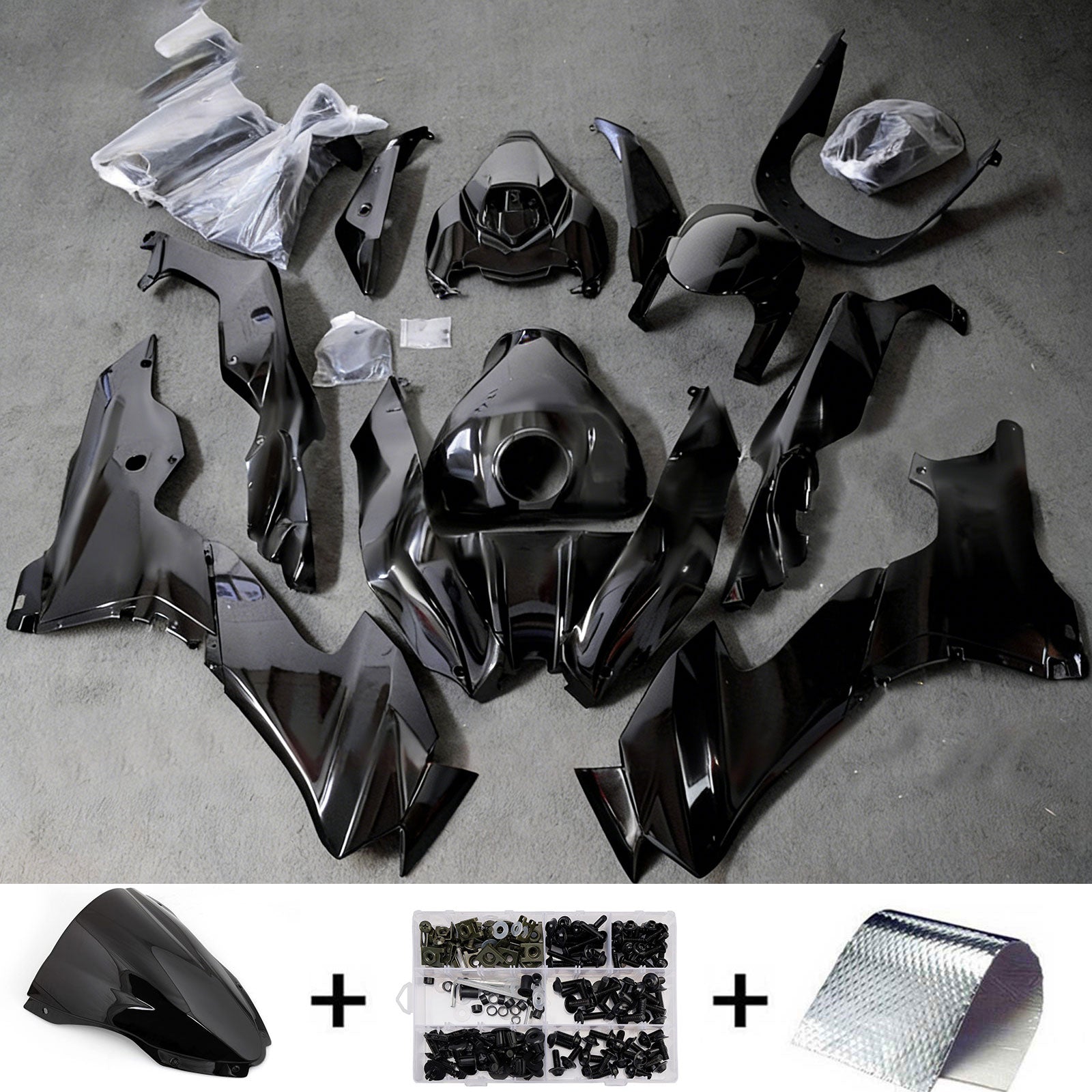 Amotopart 2021-2025 Kawasaki ZX-10R/ZX-10RR Black Fairing Kit