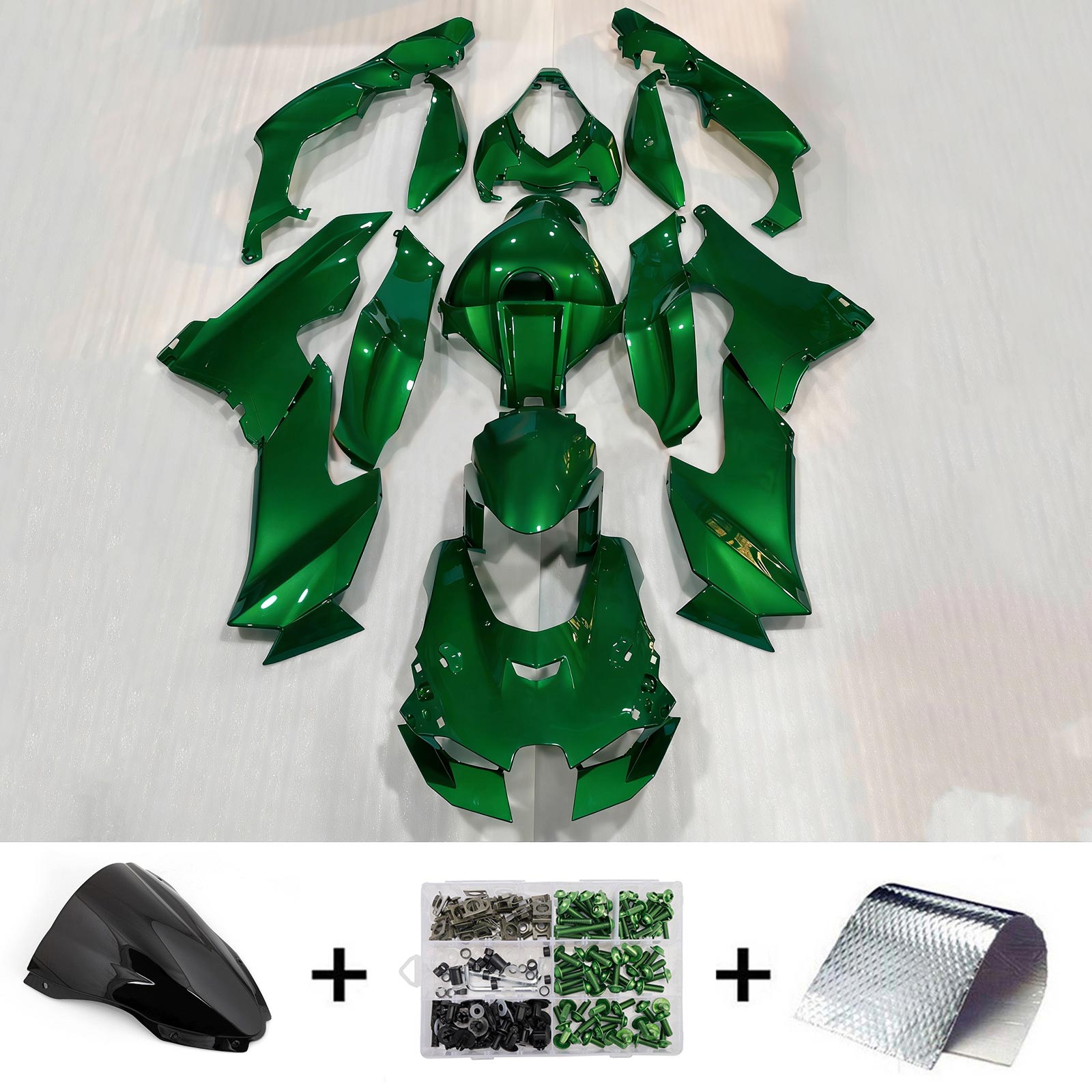 Amotopart 2021-2025 Kawasaki ZX-10R/ZX-10RR Green Black Fairing Kit