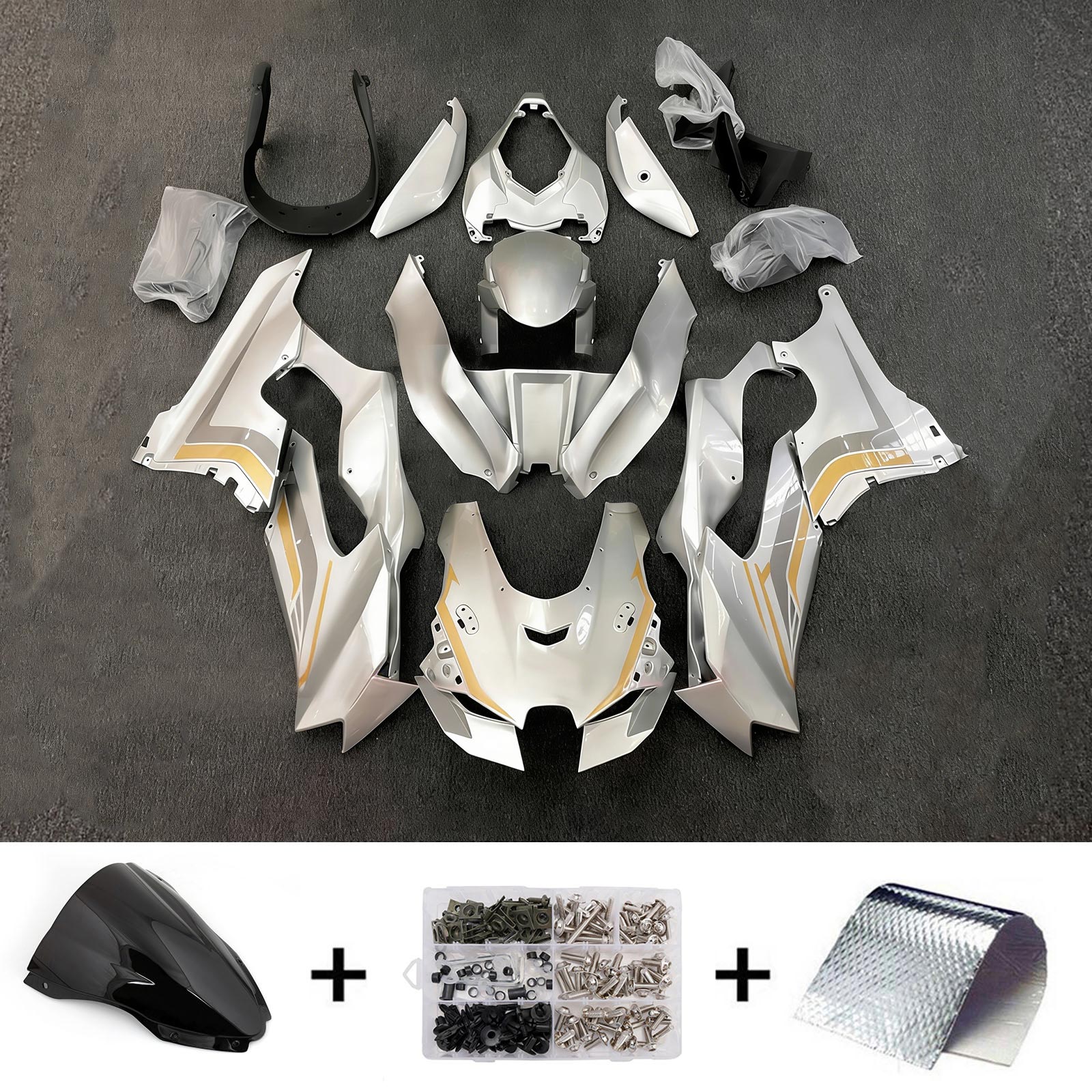 Amotopart 2021-2025 Kawasaki ZX-10R/ZX-10RR White Fairing Kit