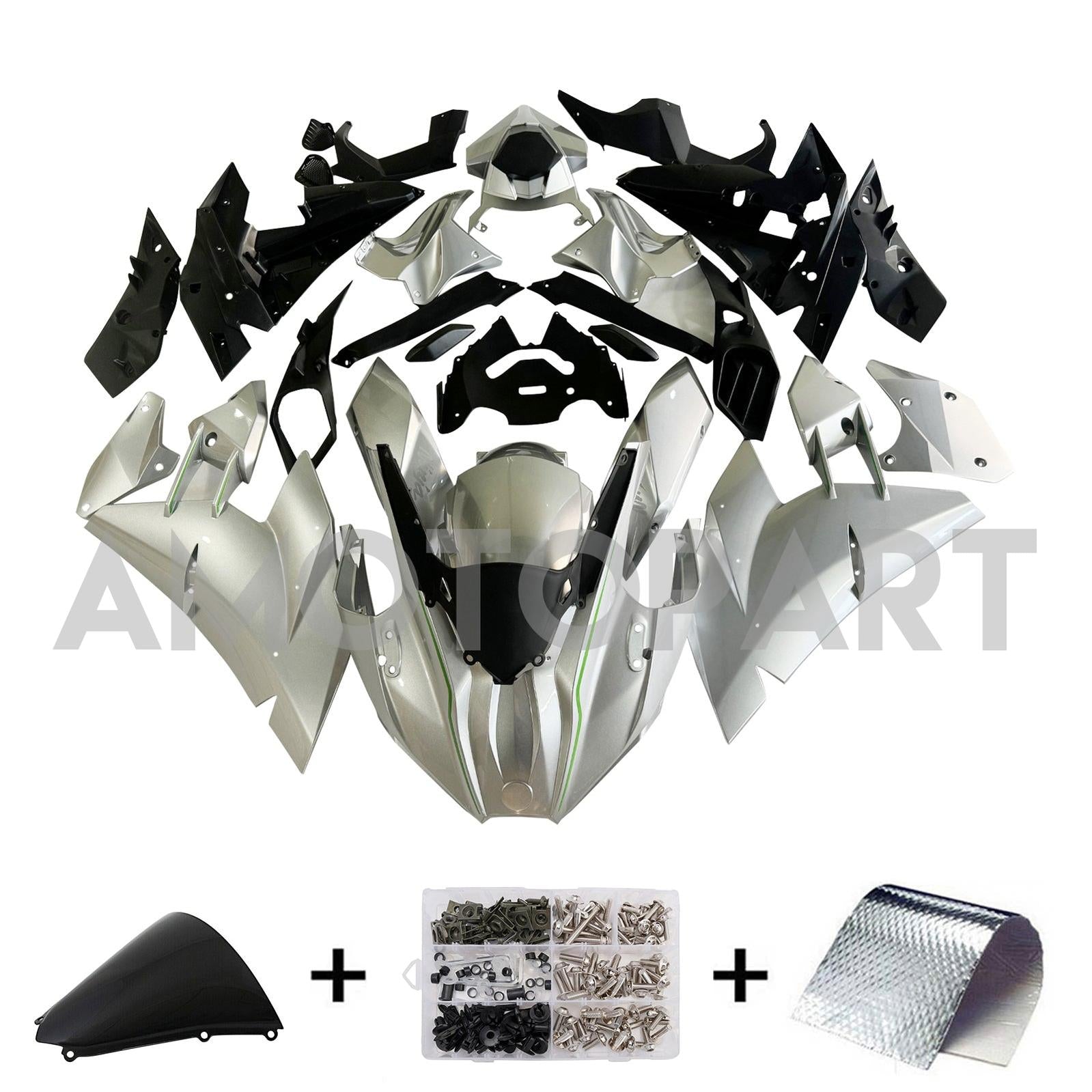 Amotopart 2015-2022 Kawasaki Ninja H2 Sliver Grey Fairing Kit