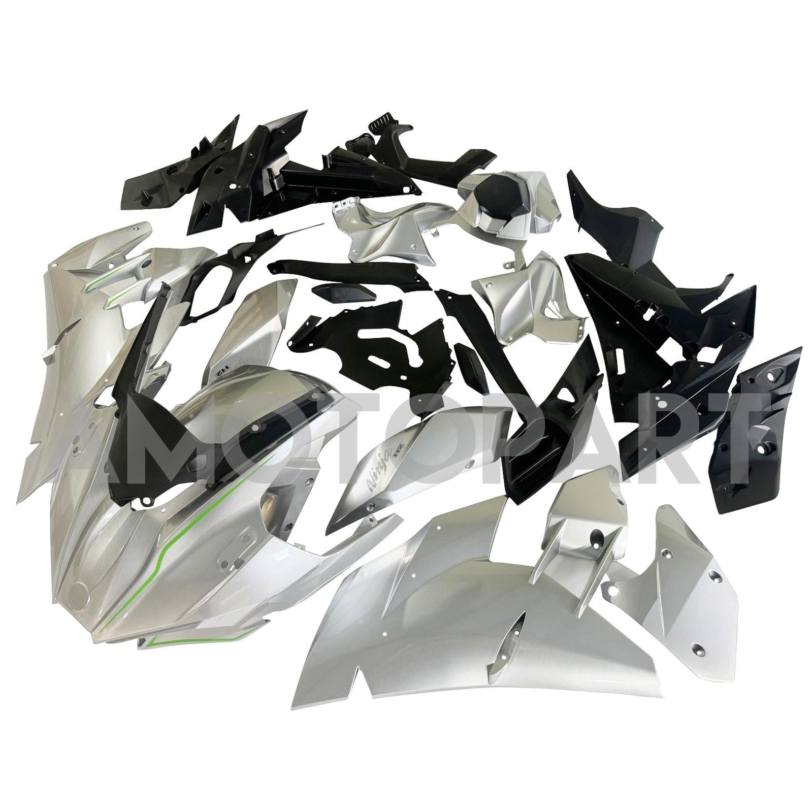 Amotopart 2015-2022 Kawasaki Ninja H2 Sliver Grey Fairing Kit